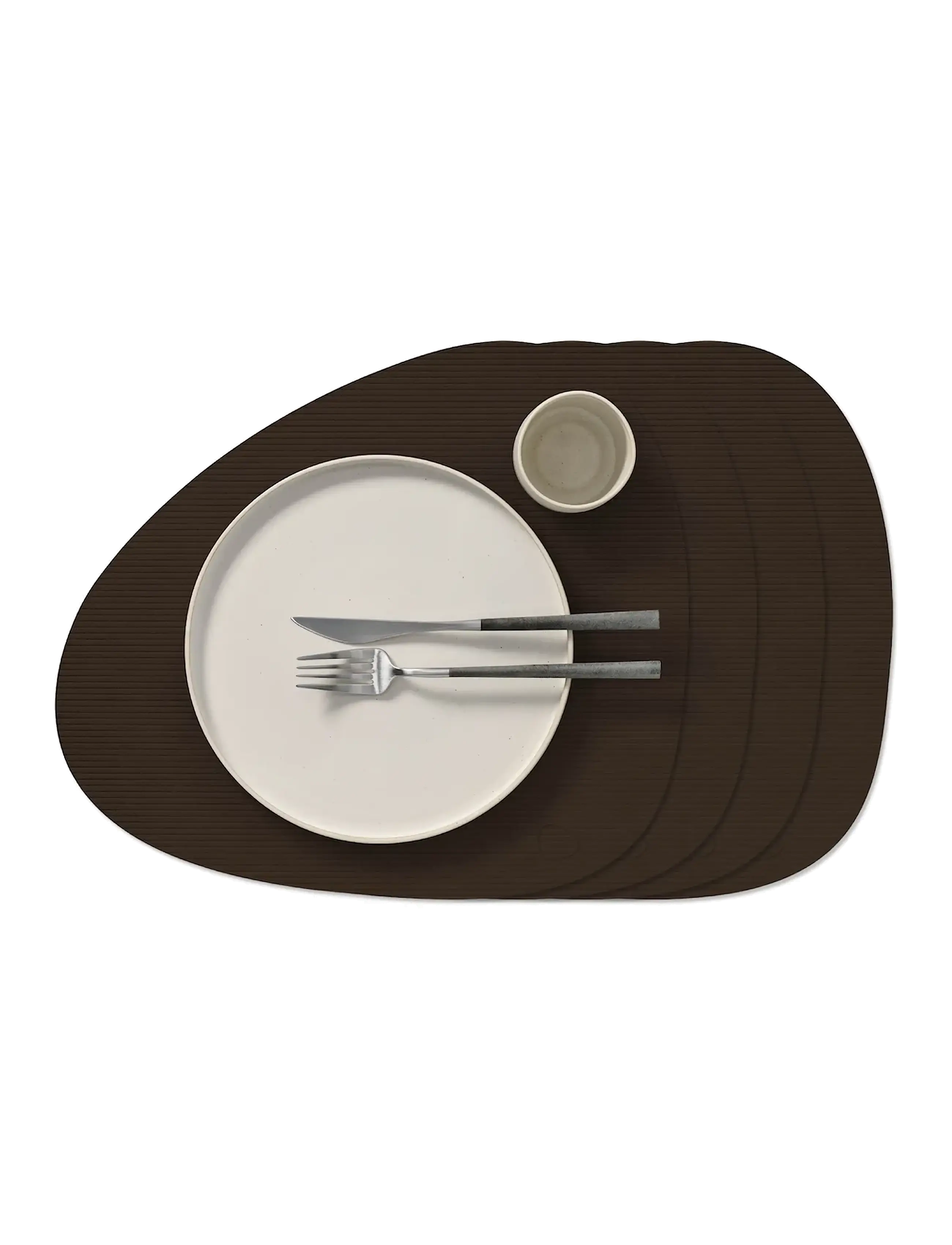 LIND DNA 4-Set Table Mat Curve L Kordsamt Braun - 37X44CM - Unisex