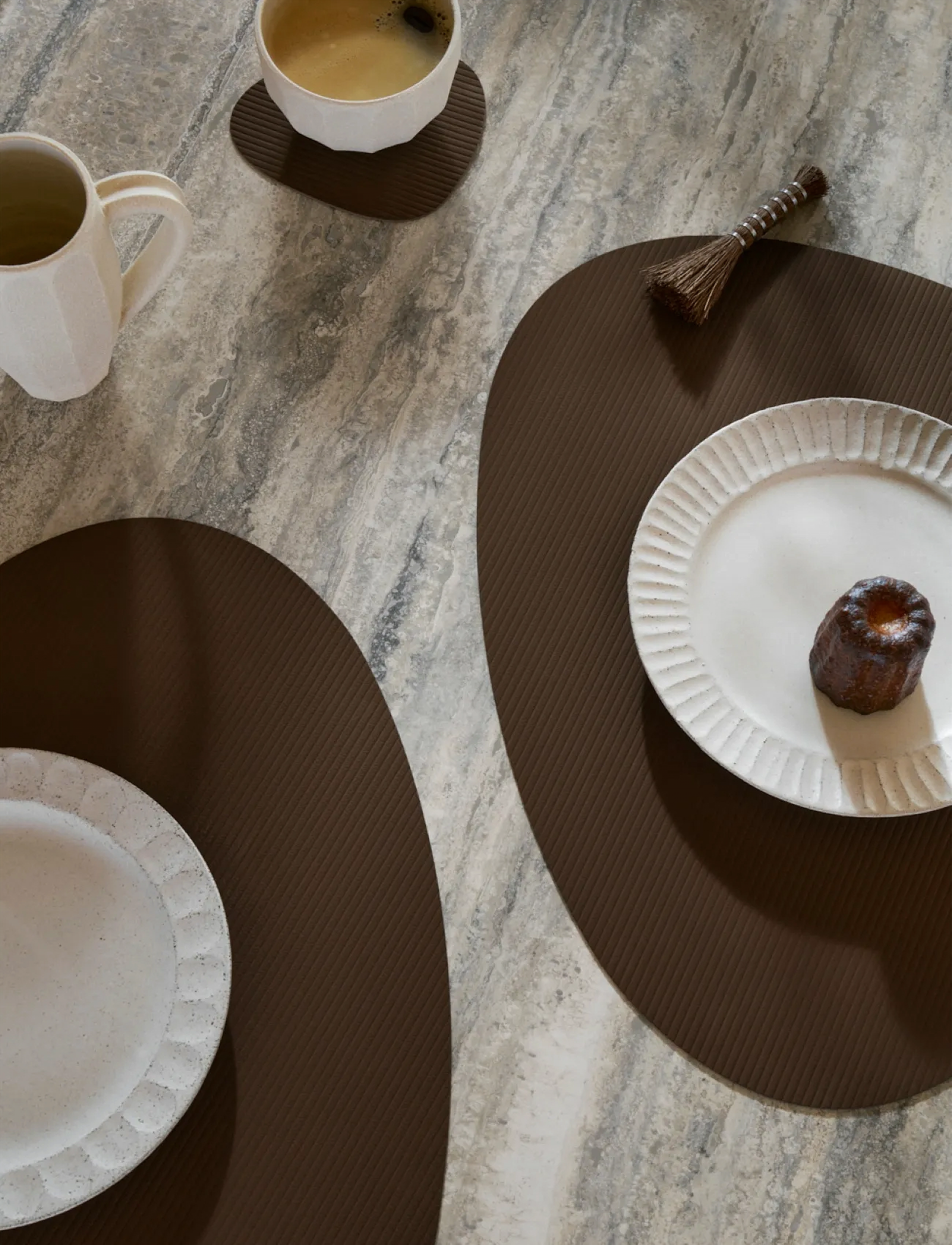 LIND DNA - 4-Set Table Mat Curve L Corduroy - textilien - hazel - 5