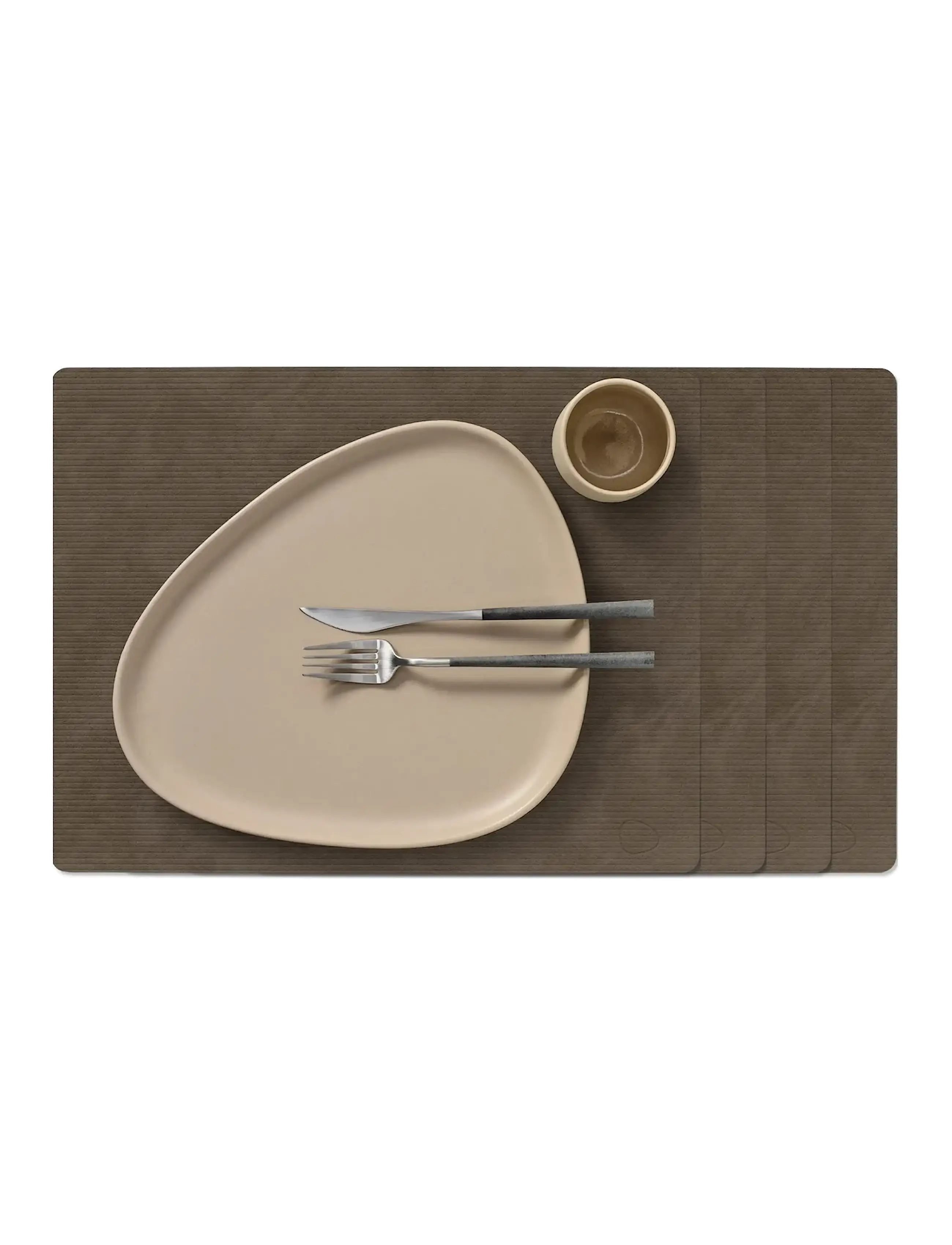 4-Set Table Mat Square L Corduroy - CAVIAR