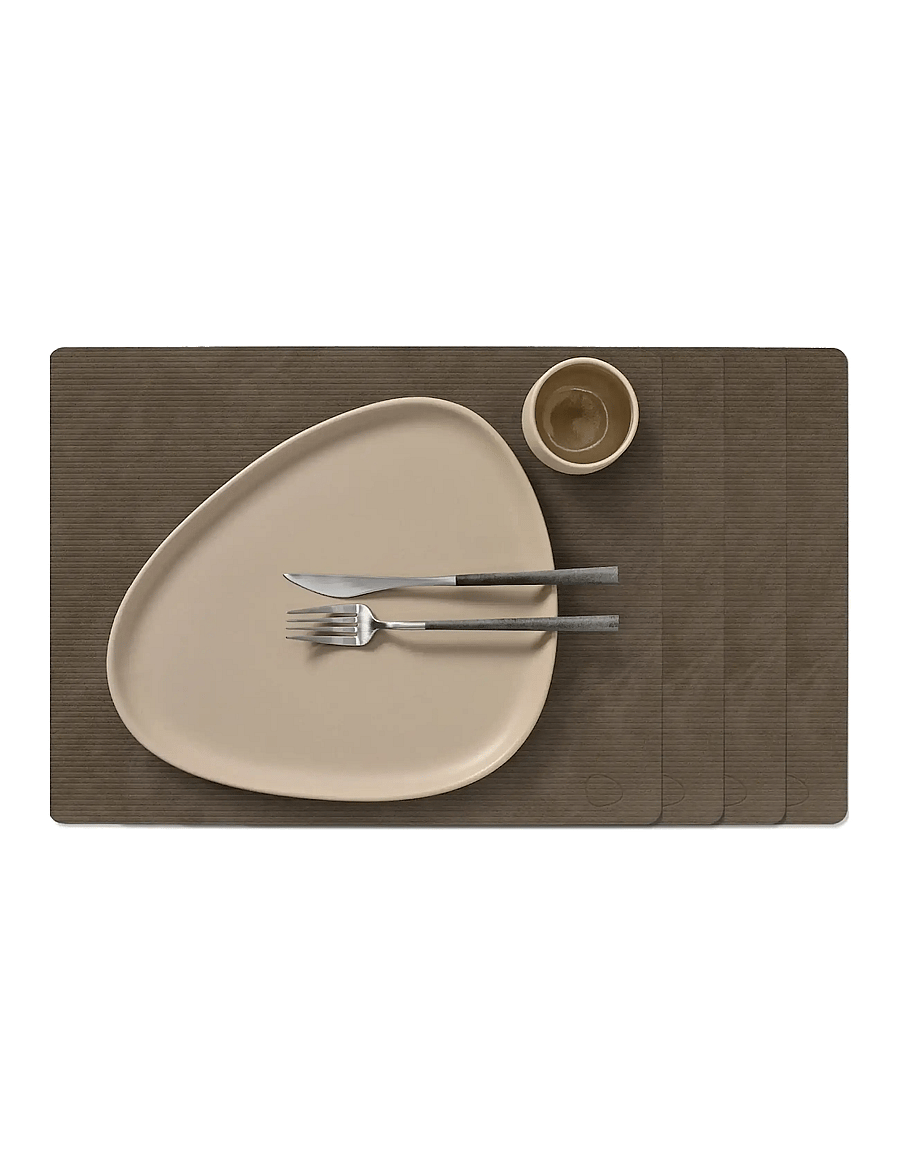 LIND DNA - 4-Set Table Mat Square L Corduroy - tekstiler - caviar - 1