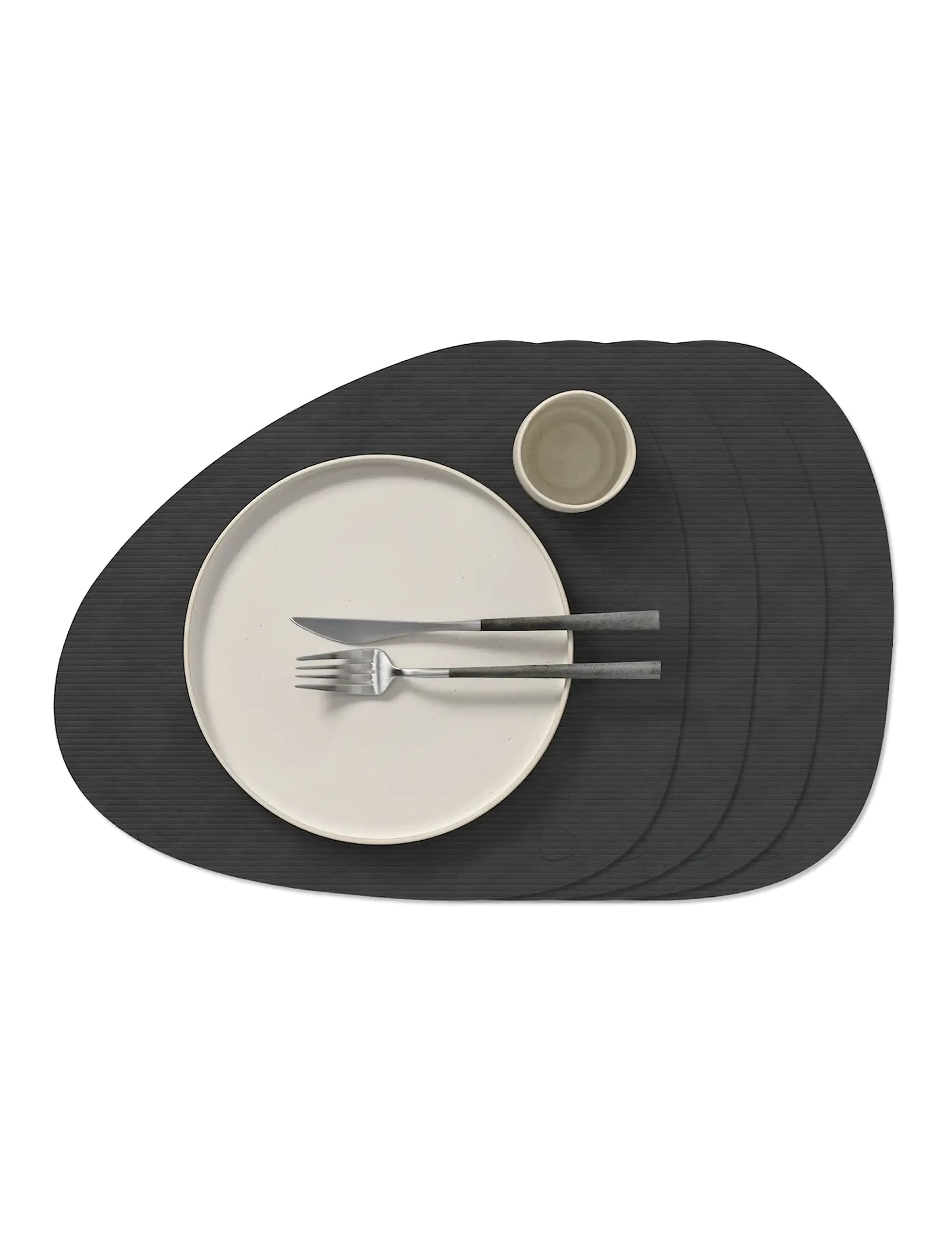 LIND DNA 4-Set Table Mat Curve L Corduroy - Servering - BLACK / black