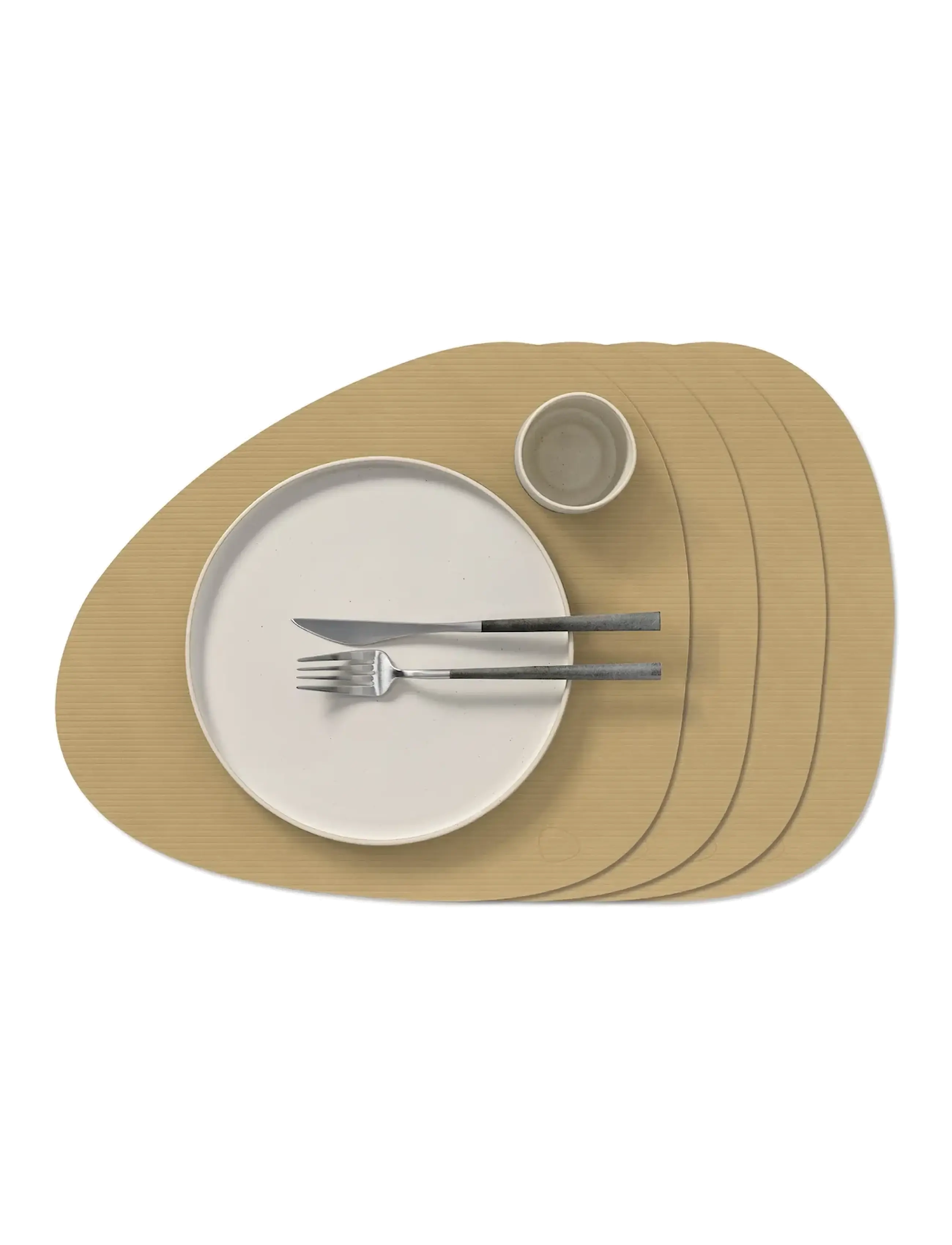 LIND DNA 4-Set Table Mat Curve L Corduroy - Servering - KHAKI / khaki/green