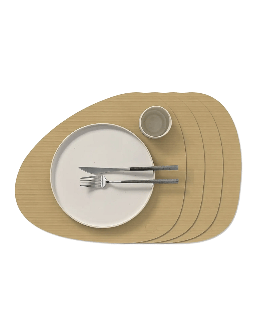 LIND DNA - 4-Set Table Mat Curve L Corduroy - textiles - khaki - 1