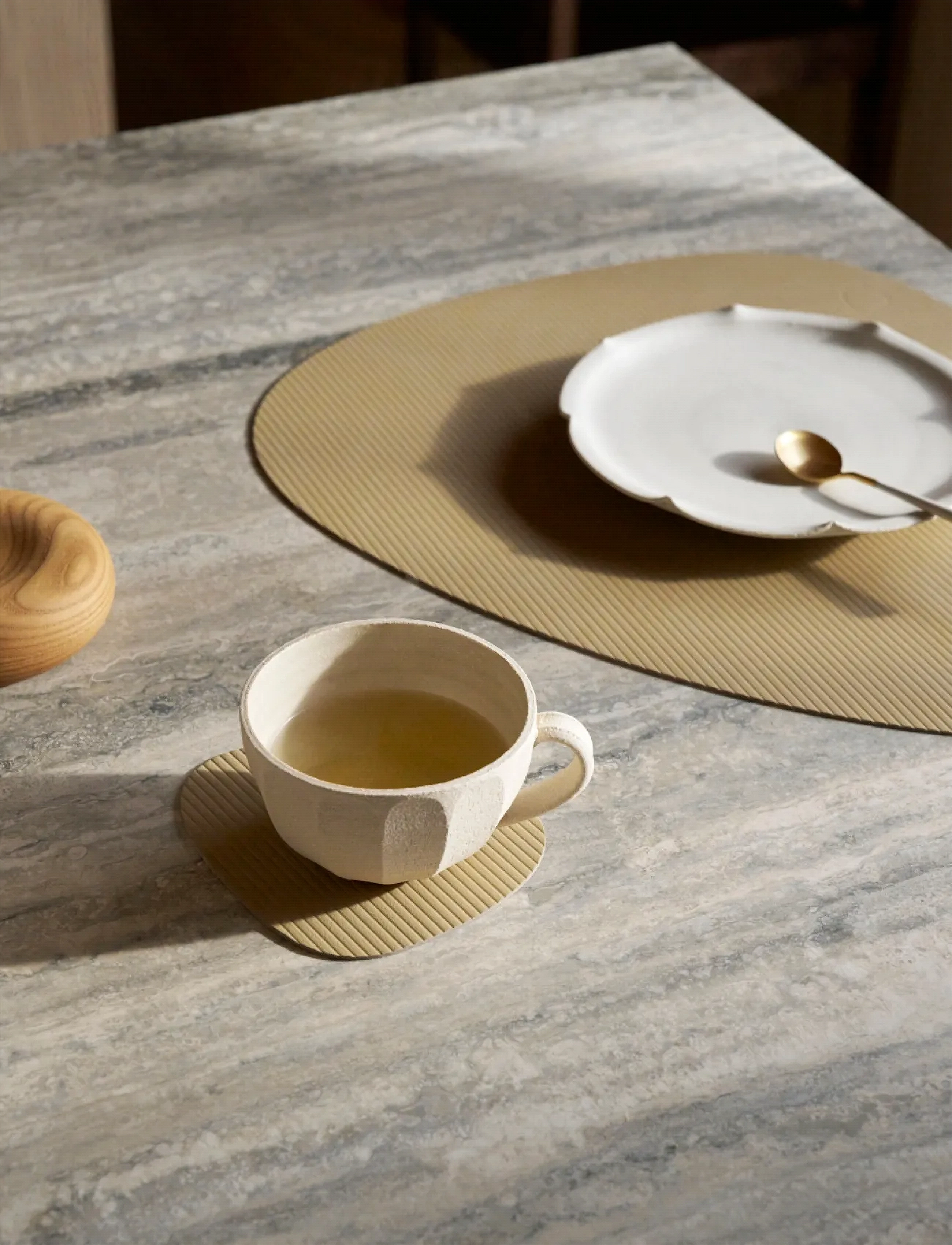 LIND DNA 4-Set Table Mat Curve L Corduroy, 37X44 cm, Tableware, Khakigrün - Placemats, Homeware