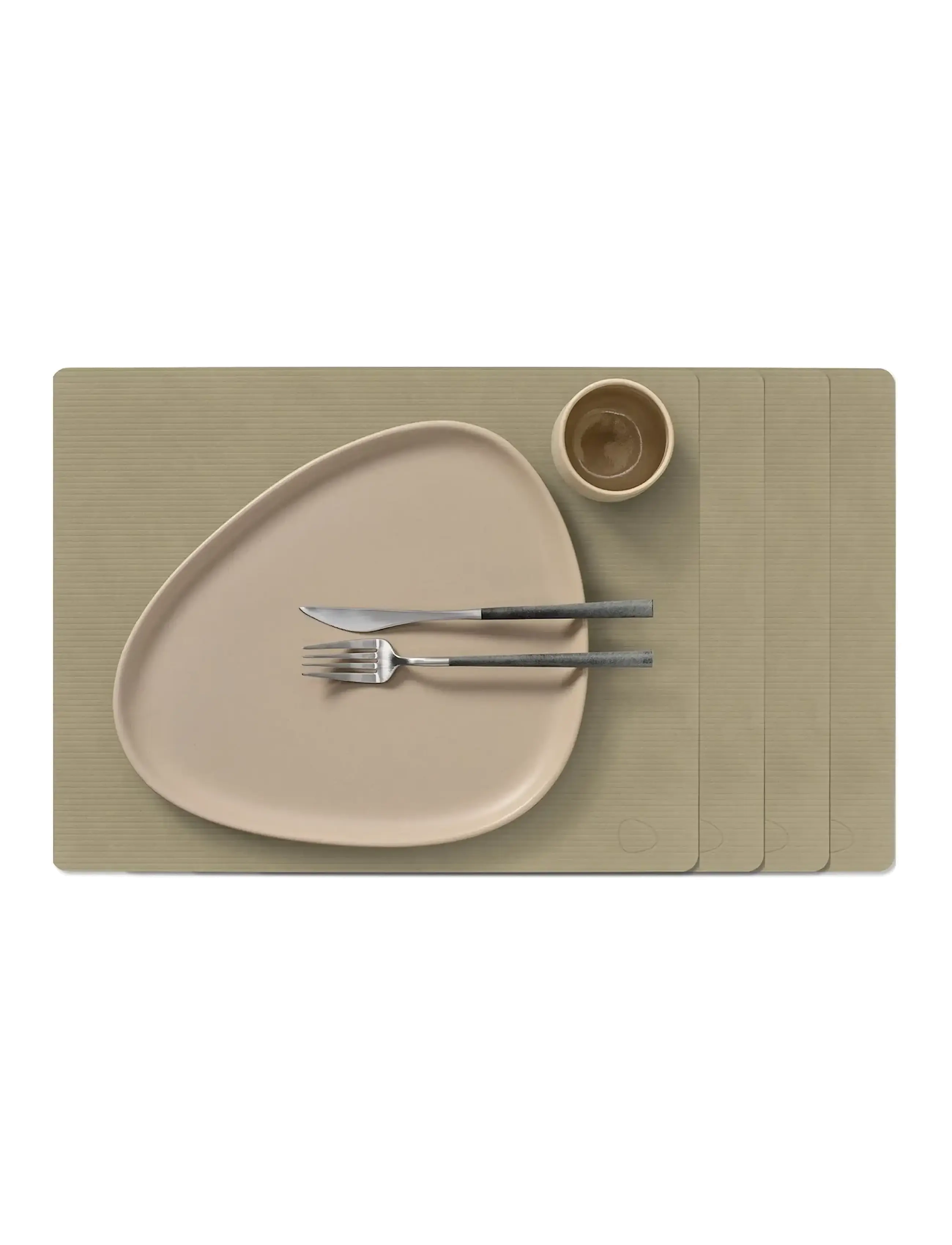LIND DNA 4-Set Table Mat Square L Corduroy - Servering - HERBAL DUST / green