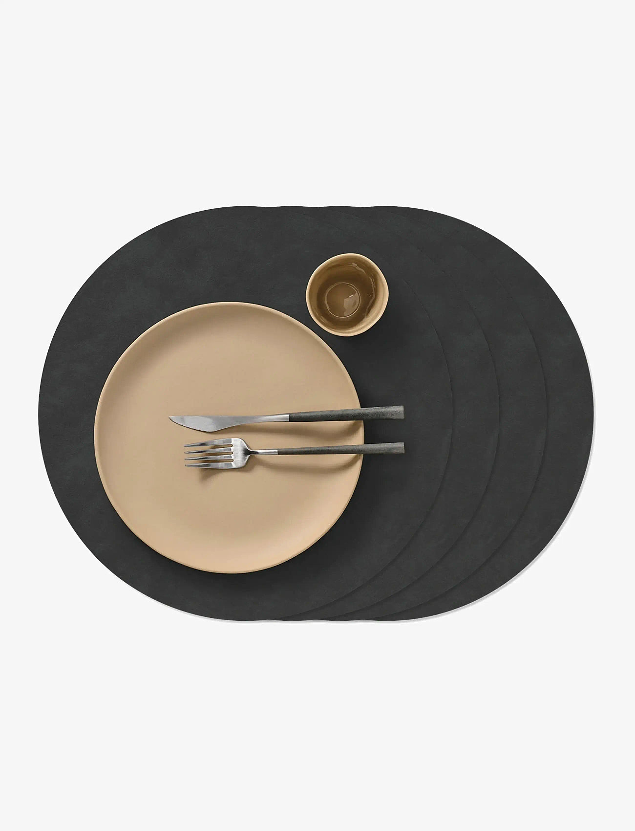 LIND DNA - 4-Set Dækkeserviet Circle L Nupo - dækkeservietter - black - 0