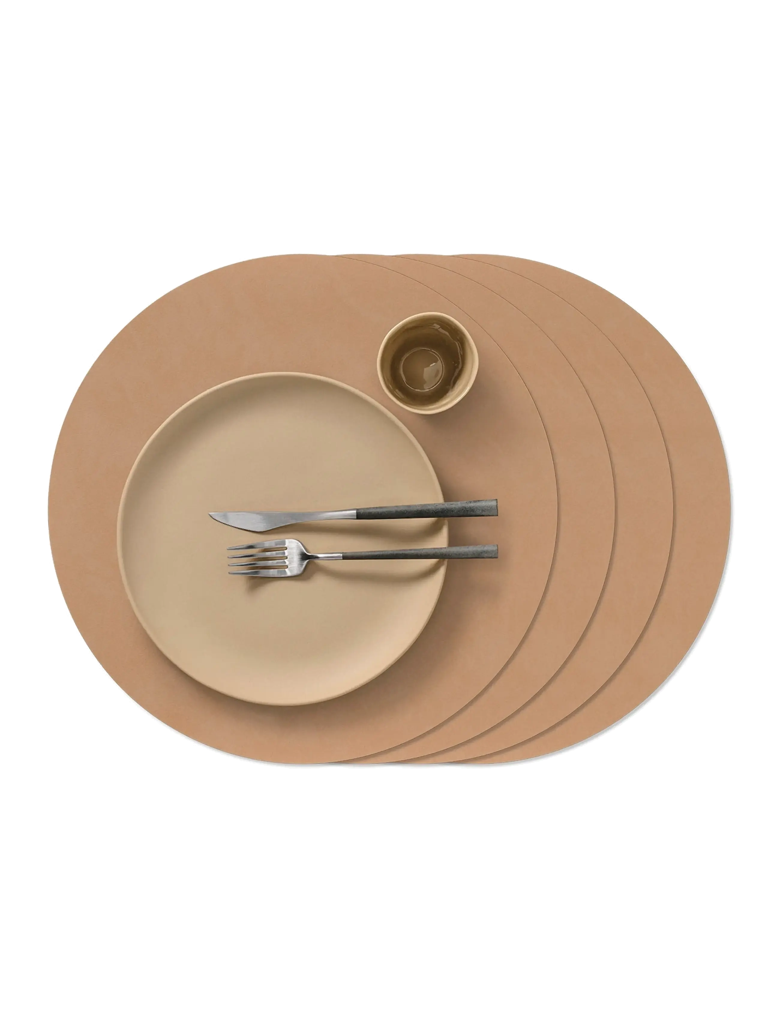 LIND DNA 4-Set Table Mat Circle L Nupo - LIND DNA - NOUGAT / beige