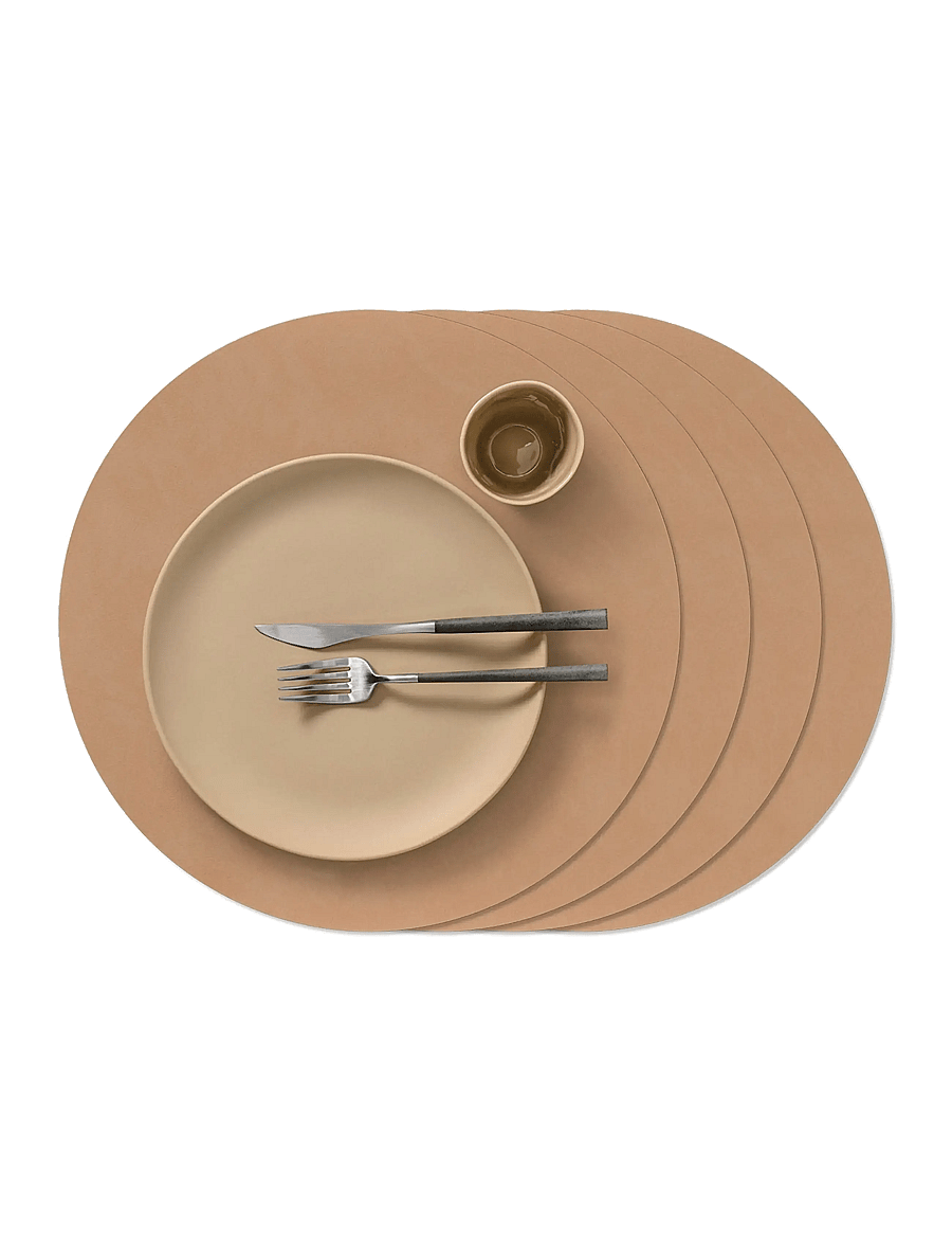 LIND DNA - 4-Set Table Mat Circle L Nupo - taldrikualused - nougat - 1