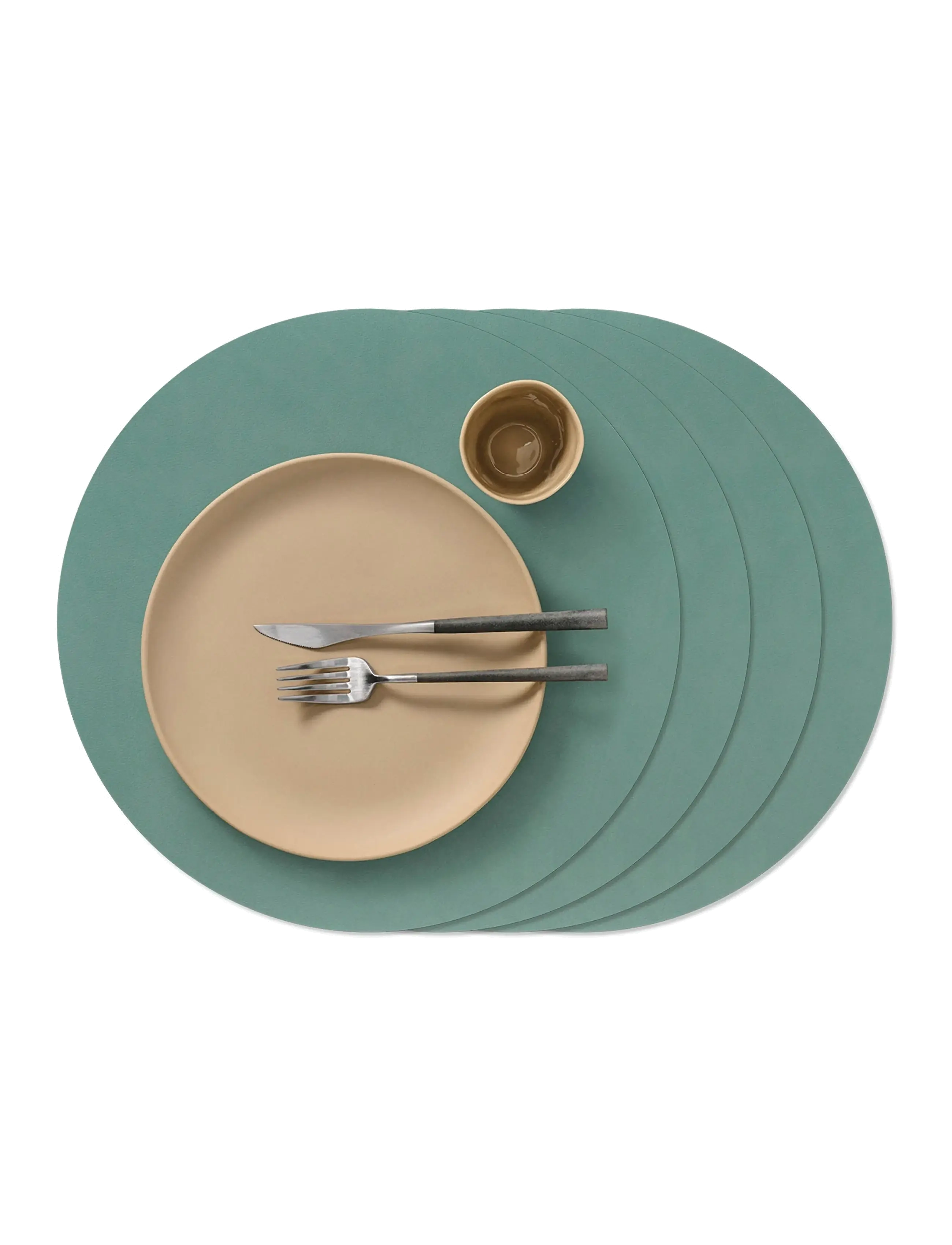 LIND DNA 4-Set Dækkeserviet Circle L Nupo, D:38 cm, Khakigrün, Homeware