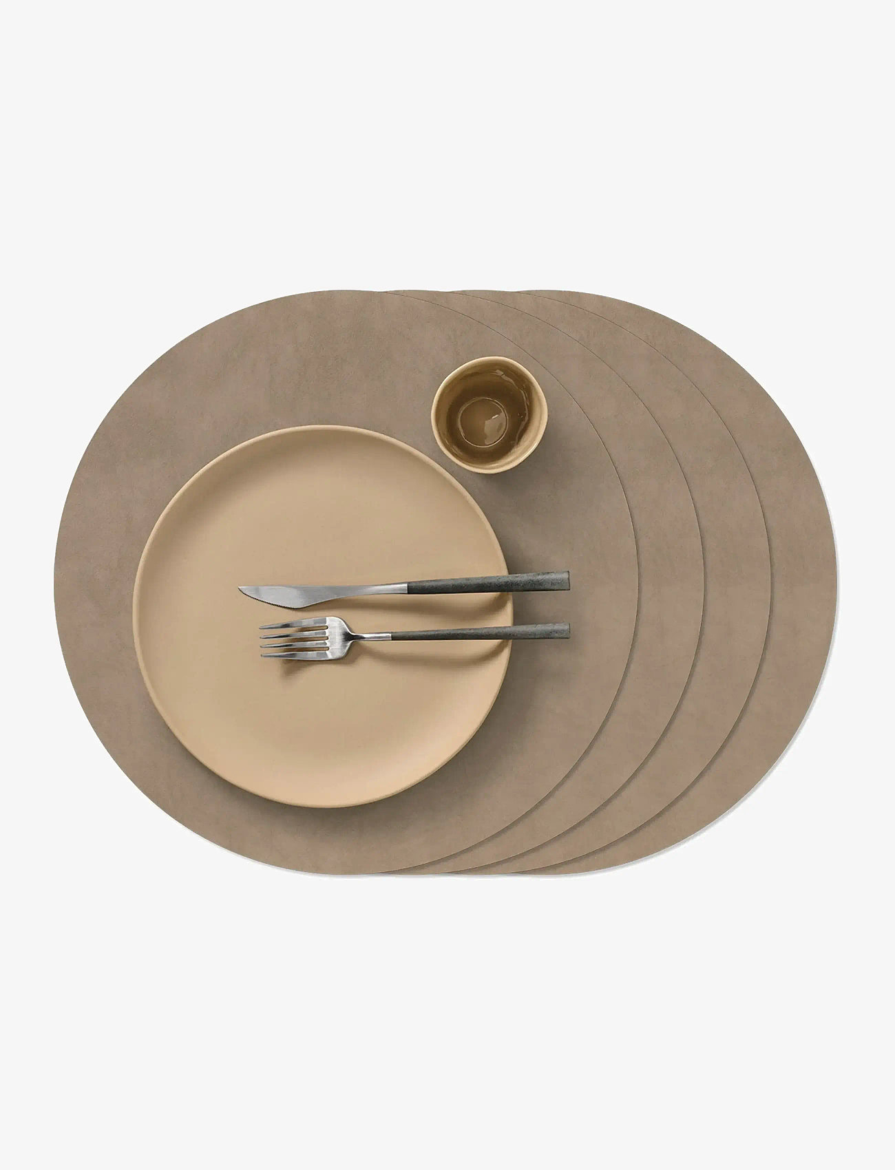 LIND DNA - 4-Set Table Mat Circle L Nupo - podkładki i szklane podstawki - nomad grey - 0