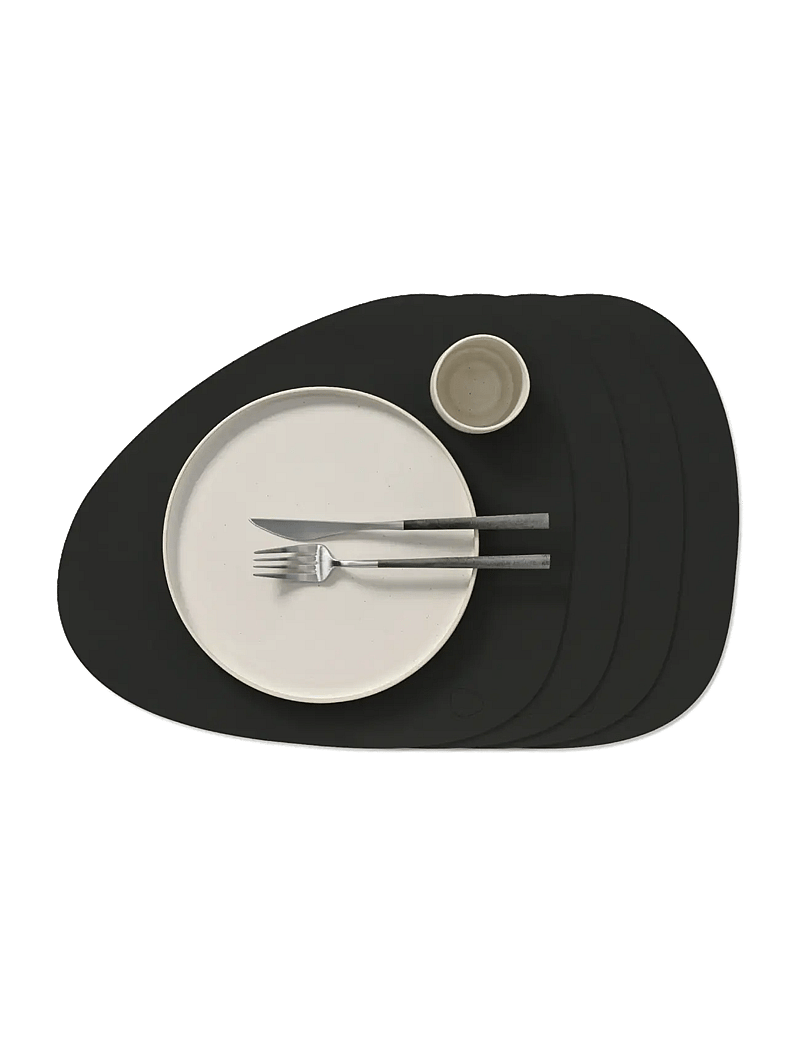LIND DNA - 4-Set Table Mat Curve L Nupo Black Ink - taldrikualused - black ink - 1