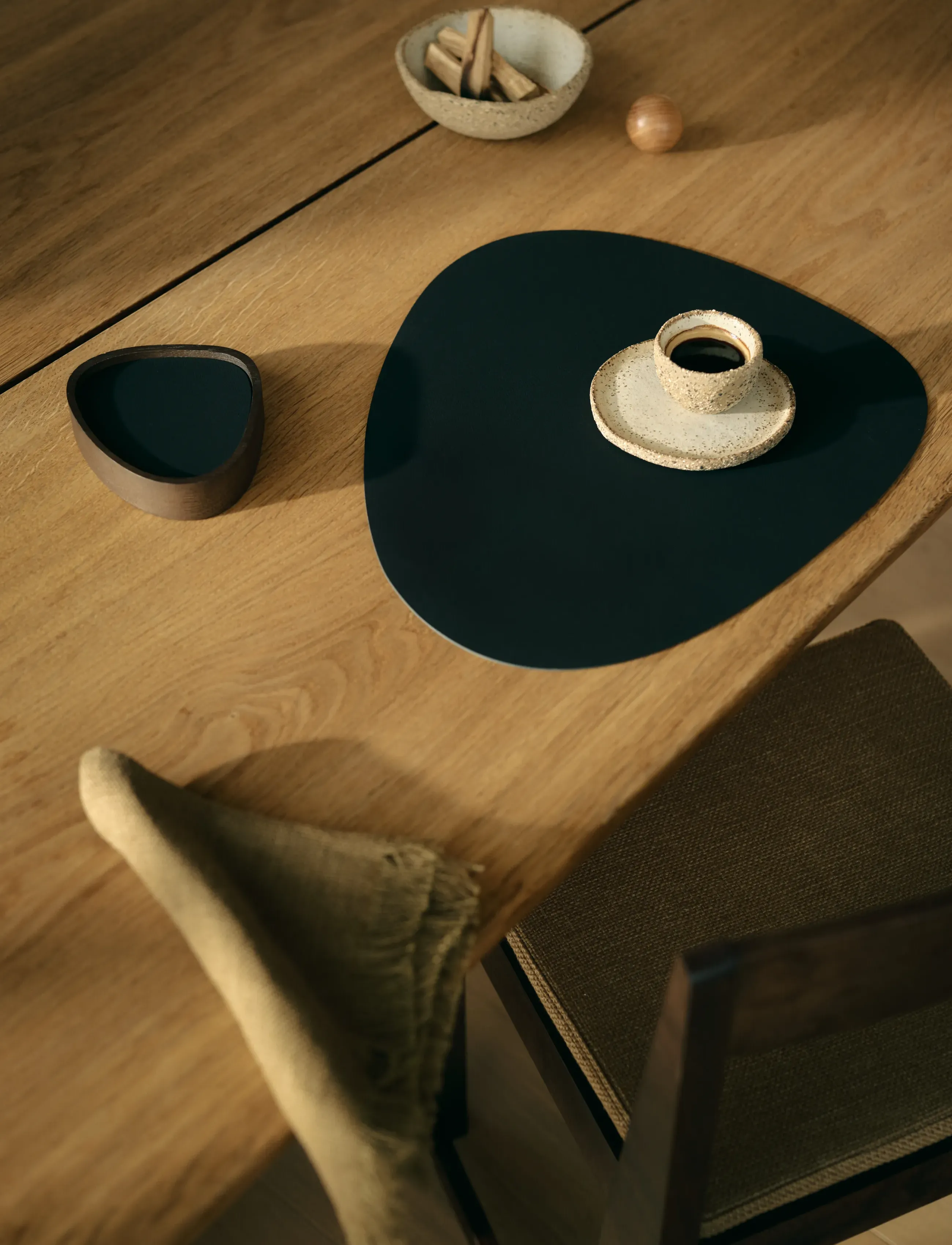 LIND DNA 4-Set Table Mat Curve L Nupo Black Ink, 37X44 cm, Tableware, Schwarz - Placemats, Homeware
