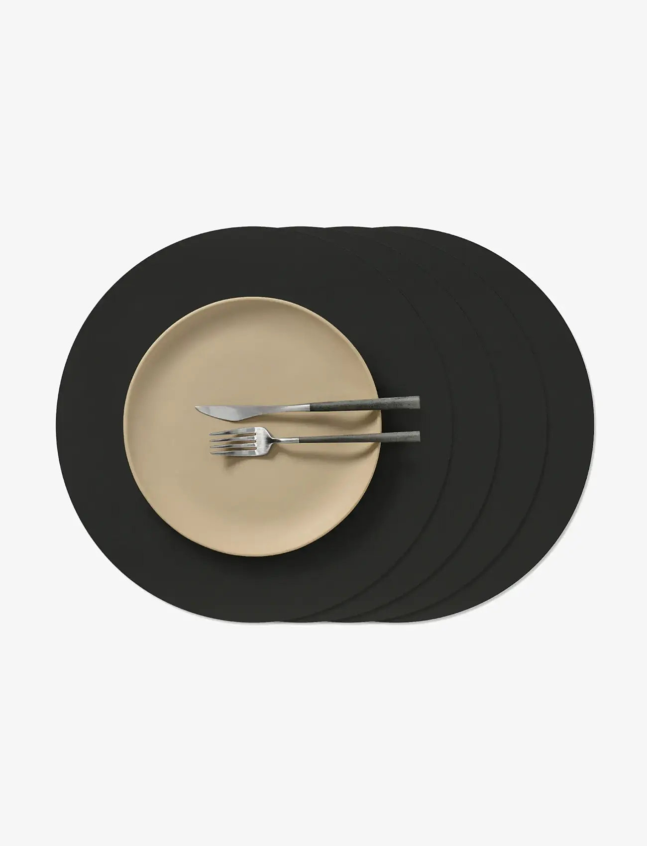 LIND DNA - 4-Set Table Mat Circle L Nupo Black Ink - placemats - black ink - 1