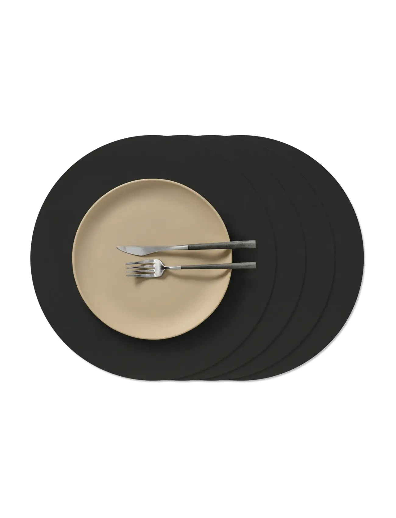 LIND DNA 4-Set Table Mat Circle L Nupo Black Ink - LIND DNA - BLACK INK / black