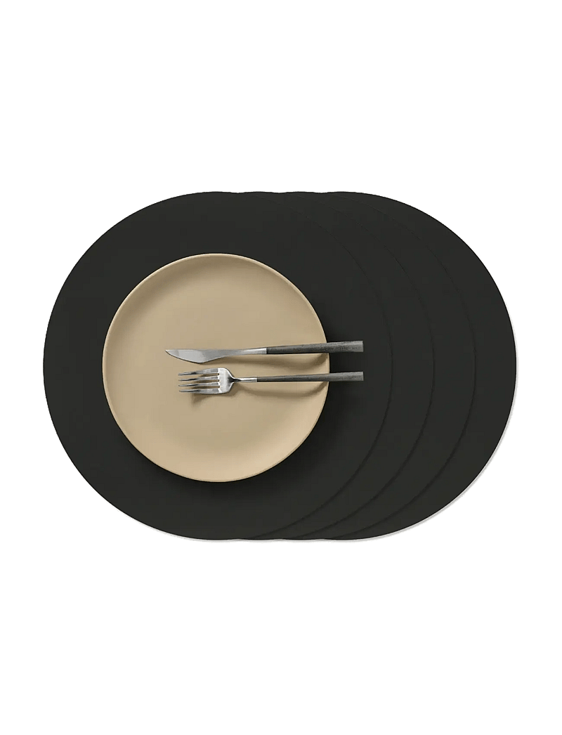 LIND DNA - 4-Set Table Mat Circle L Nupo Black Ink - taldrikualused - black ink - 1
