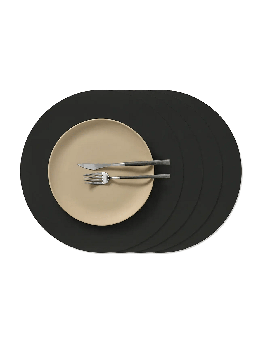 LIND DNA - 4-Set Table Mat Circle L Nupo Black Ink - platzdeckchen - black ink - 1