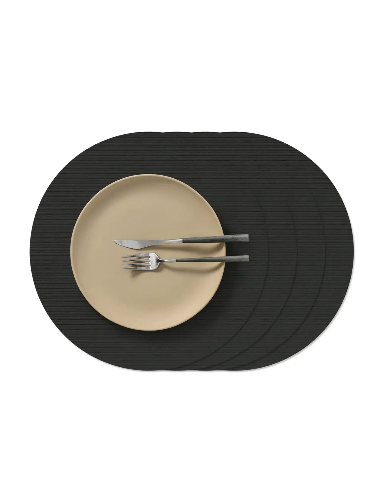 LIND DNA 4-Set Table Mat Circle L Kordsamt Schwarz Ink Schwarz - D:38CM - Unisex