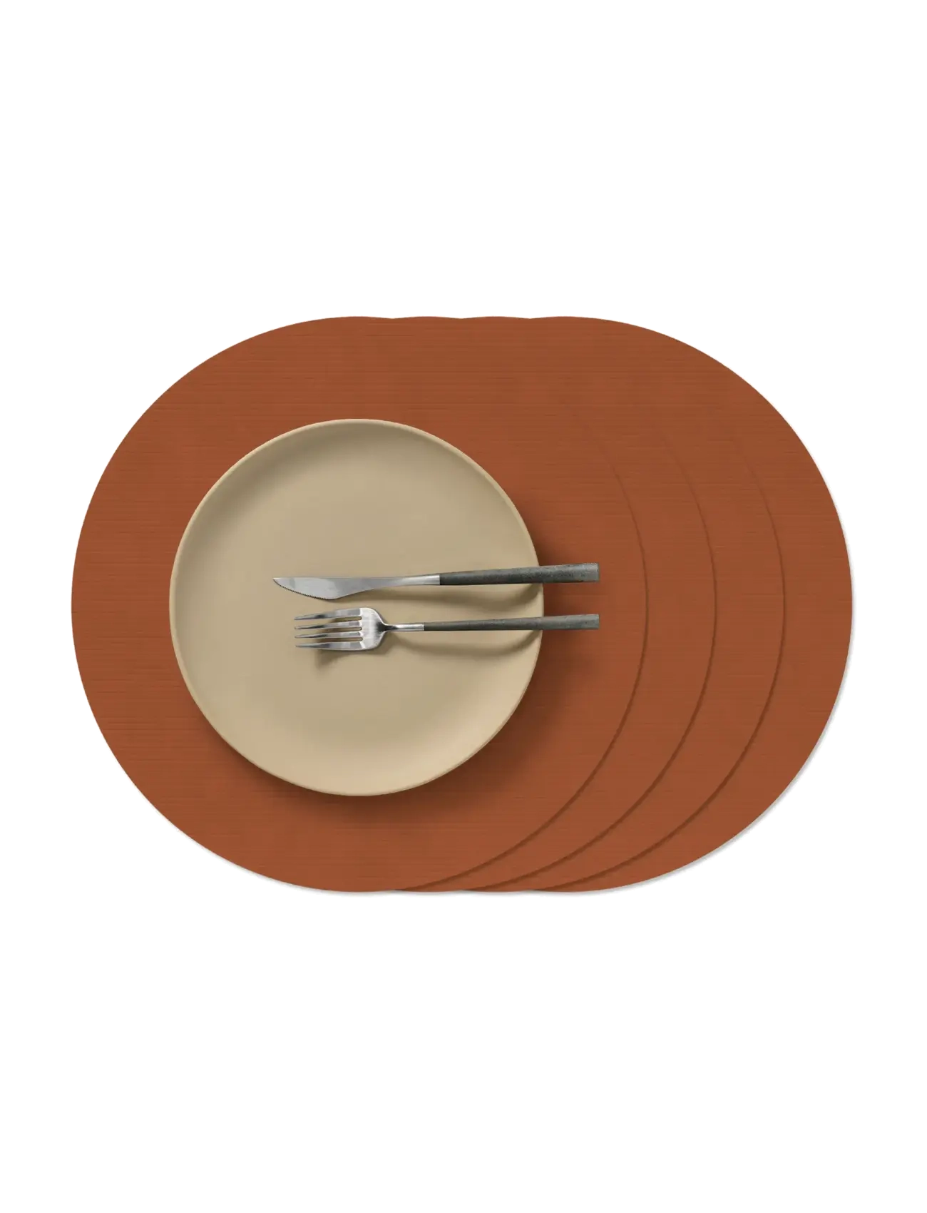 LIND DNA 4-Set Table Mat Circle L Corduroy Rust, D:38 cm, Orange, Tableware > Placemats, Unisex
