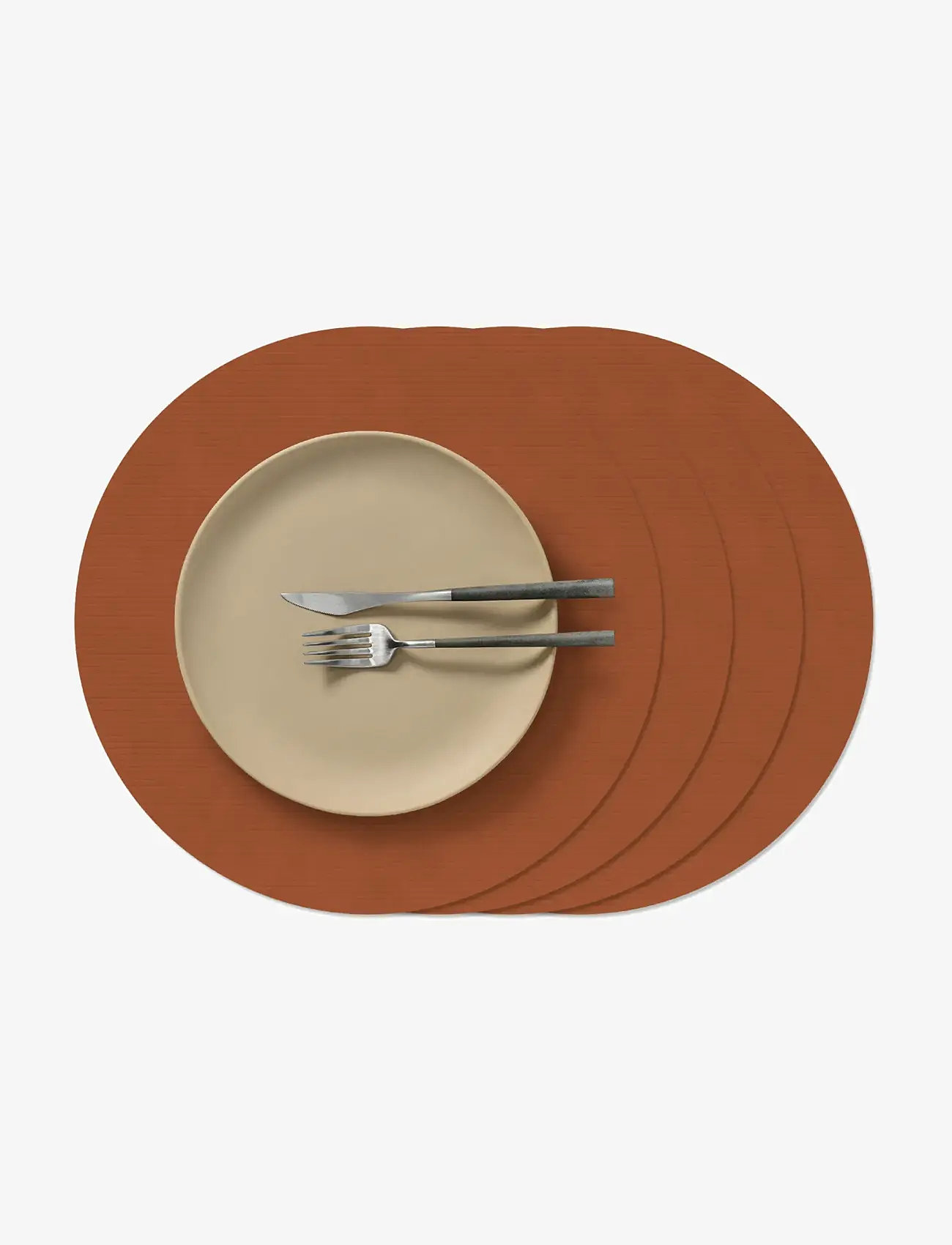 LIND DNA - 4-Set Table Mat Circle L Corduroy Rust - bordstabletter - corduroy rust - 0