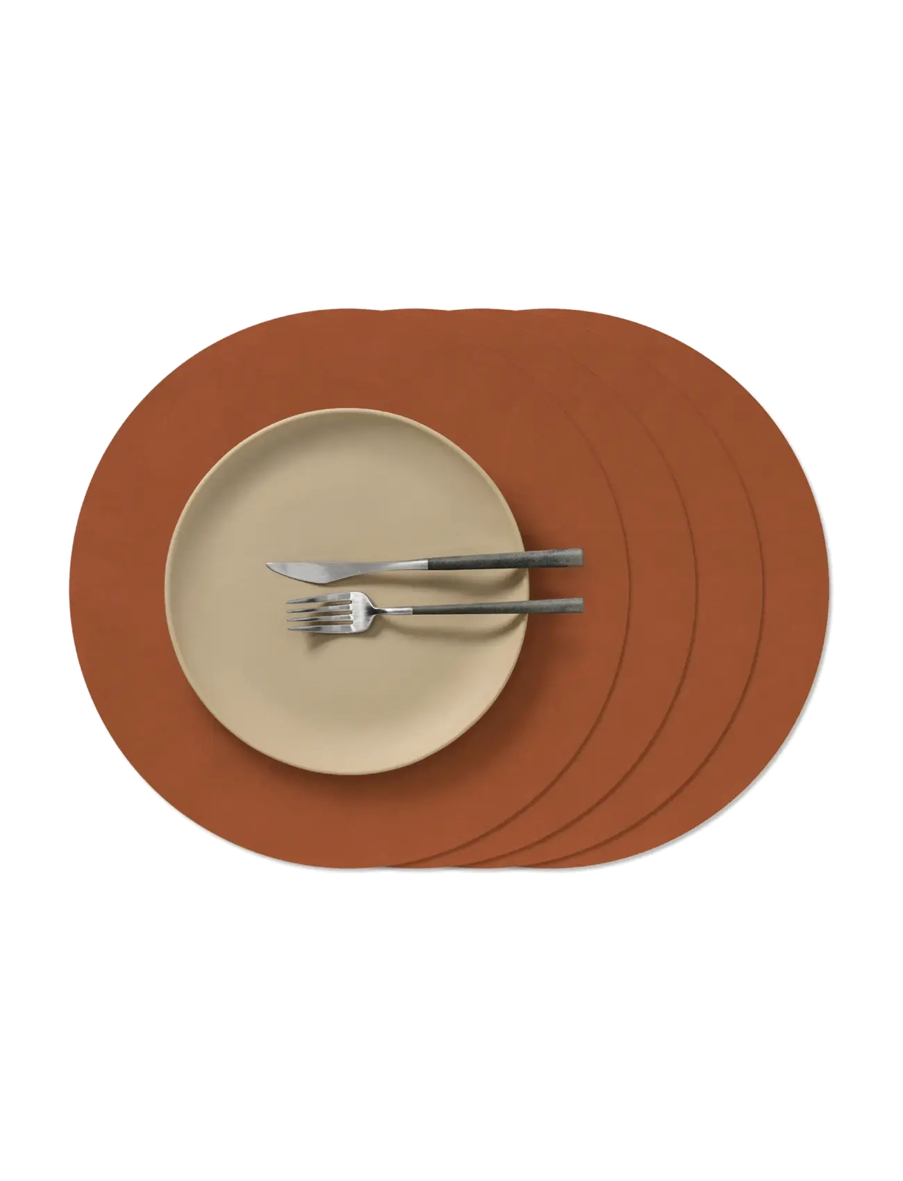LIND DNA 4-Set Table Mat Circle L Nupo Rust, Dækkeserviet, Orange, Str: D:38CM