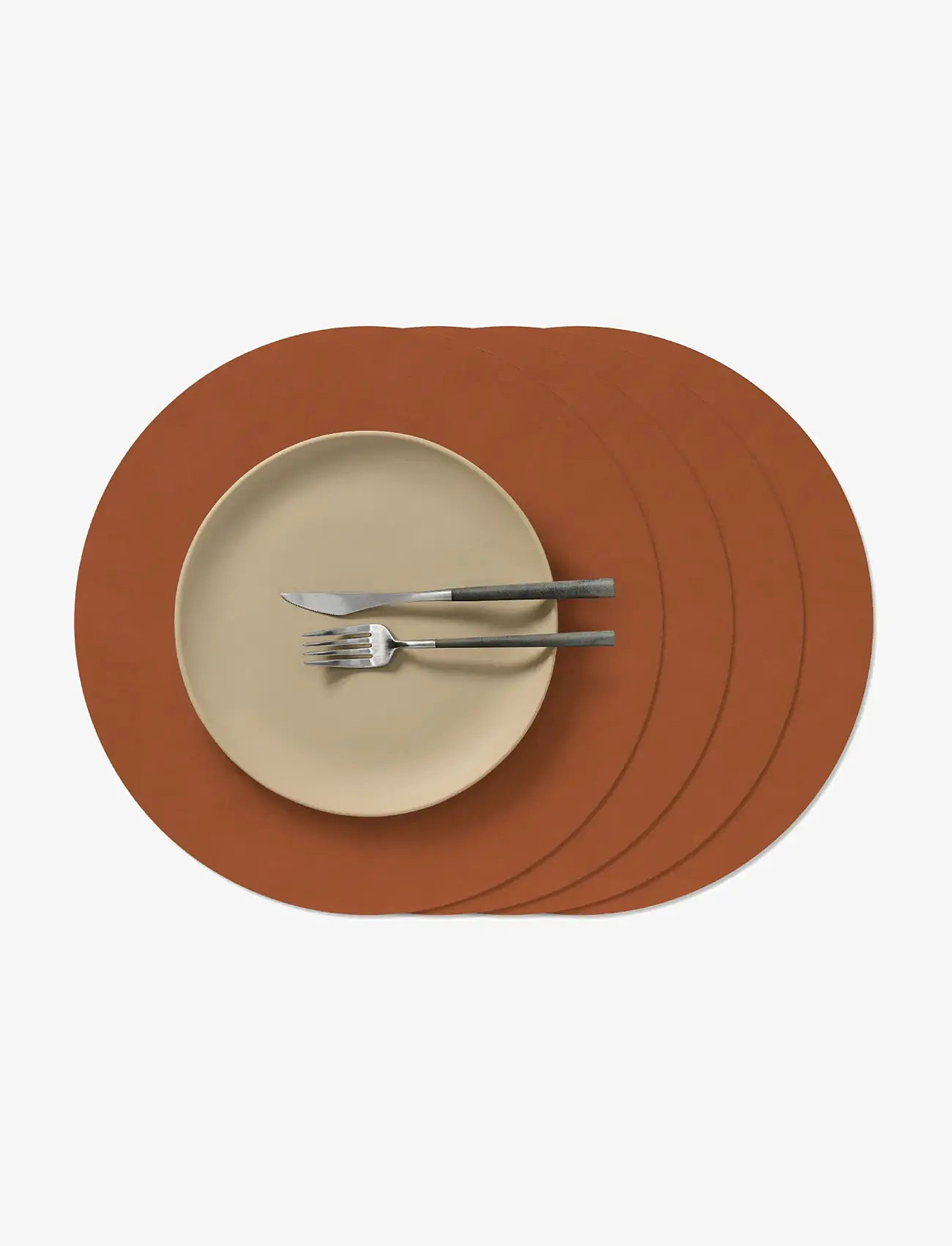 LIND DNA - 4-Set Table Mat Circle L Nupo Rust - dækkeservietter - rust - 1