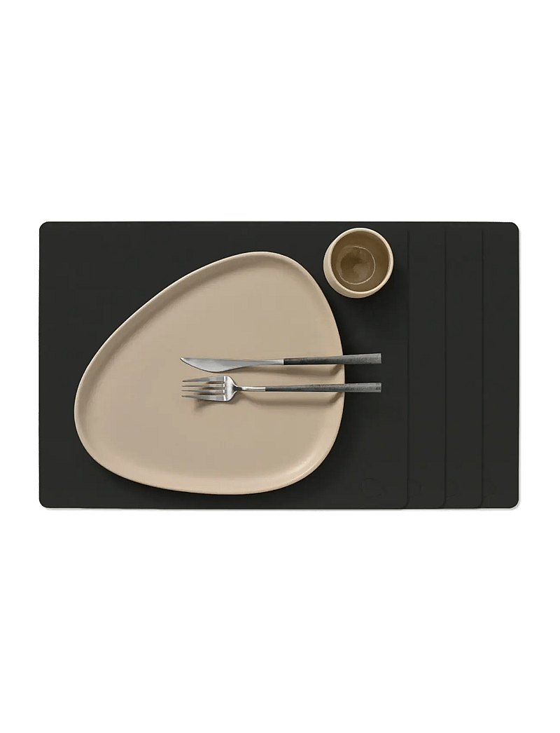 LIND DNA - 4-Set Table Mat Square L Nupo Black Ink - platzdeckchen - black ink - 0