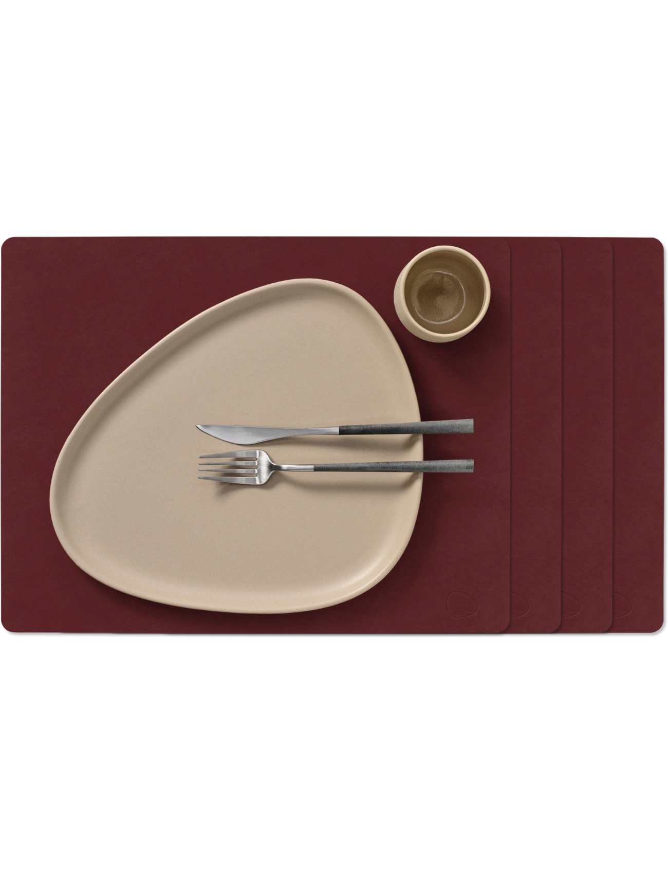 LIND DNA 4-Set Table Mat Square L Nupo Burgundy - Platzdeckchen - BURGUNDY / burgundy