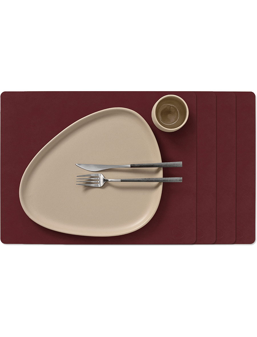 LIND DNA - 4-Set Table Mat Square L Nupo Burgundy - platzdeckchen - burgundy - 1