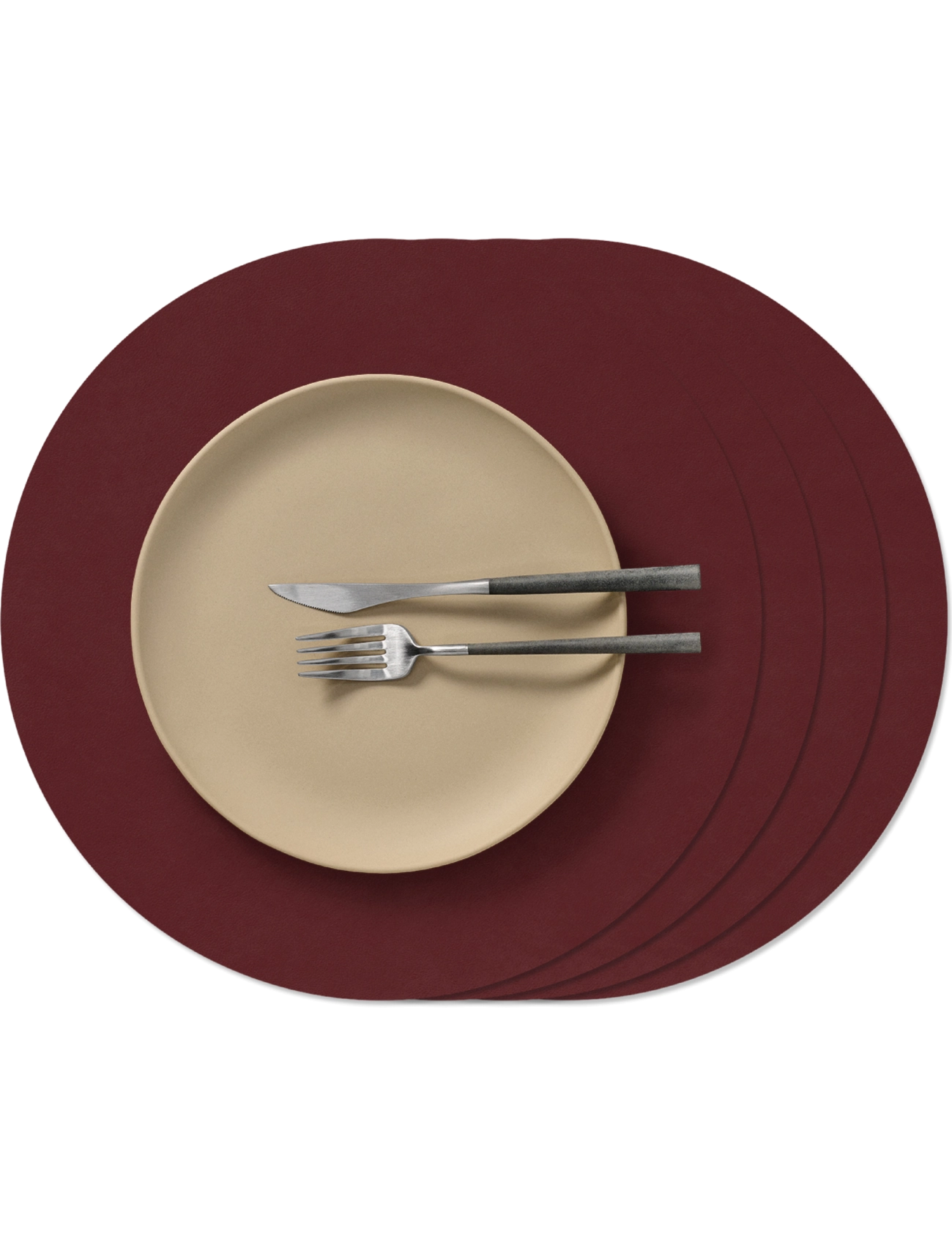 LIND DNA 4-Set Table Mat Circle L Nupo Burgundy - Platzdeckchen - BURGUNDY / burgundy