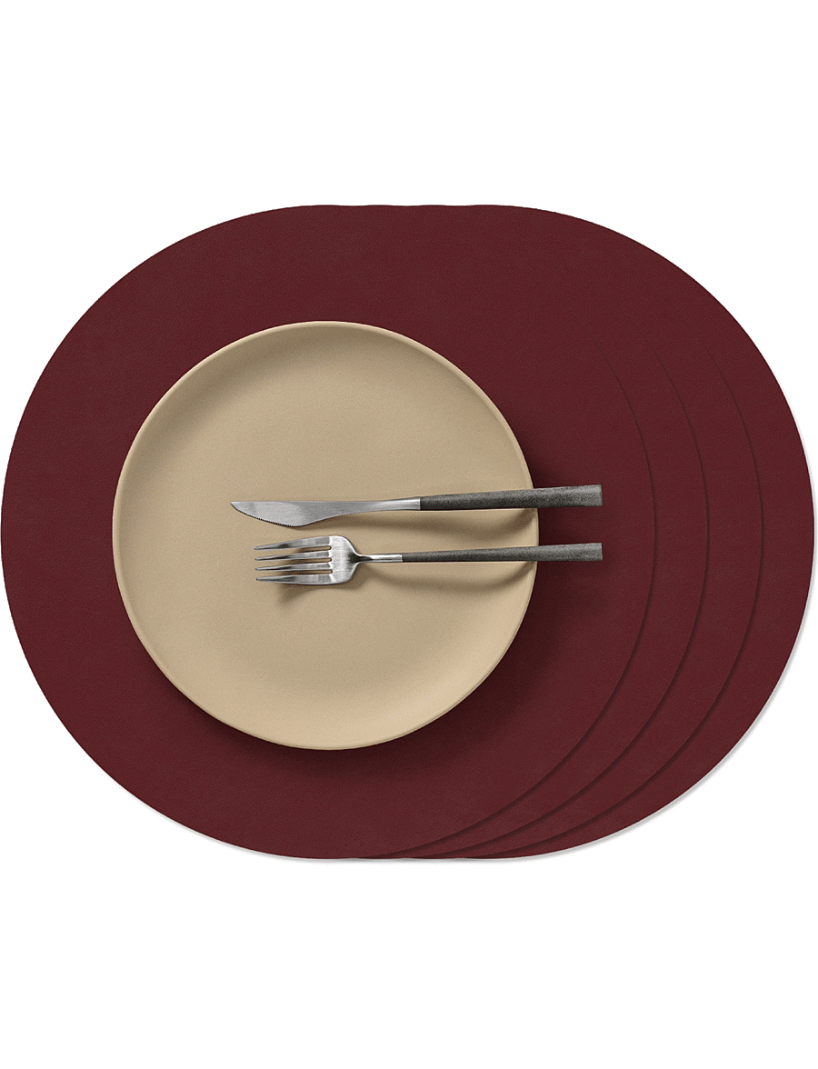 LIND DNA - 4-Set Table Mat Circle L Nupo Burgundy - platzdeckchen - burgundy - 1