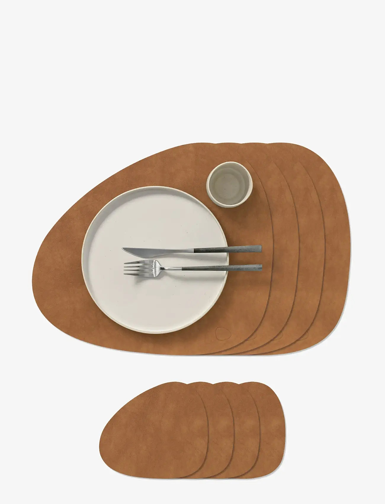 LIND DNA - Gift Set Table Mat Curve + Glass Mat Curve Nupo Nature 4 Pcs - nach preis einkaufen - nature - 0