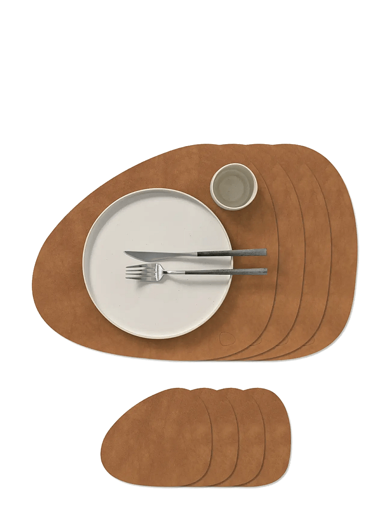 LIND DNA - Gift Set Table Mat Curve + Glass Mat Curve Nupo Nature 4 Pcs - nach preis einkaufen - nature - 0