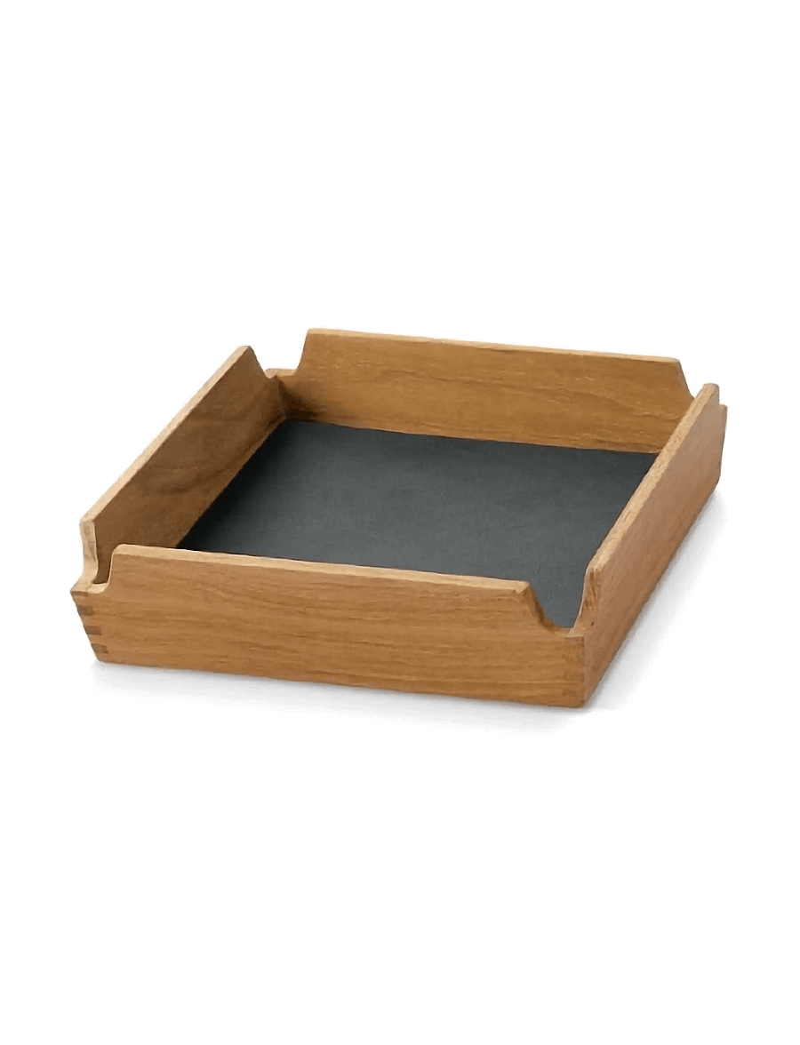 LIND DNA - Teak Tray Square Mini Airy Nupo Anthracite/Teak - kandikud - teak/anthracite - 1