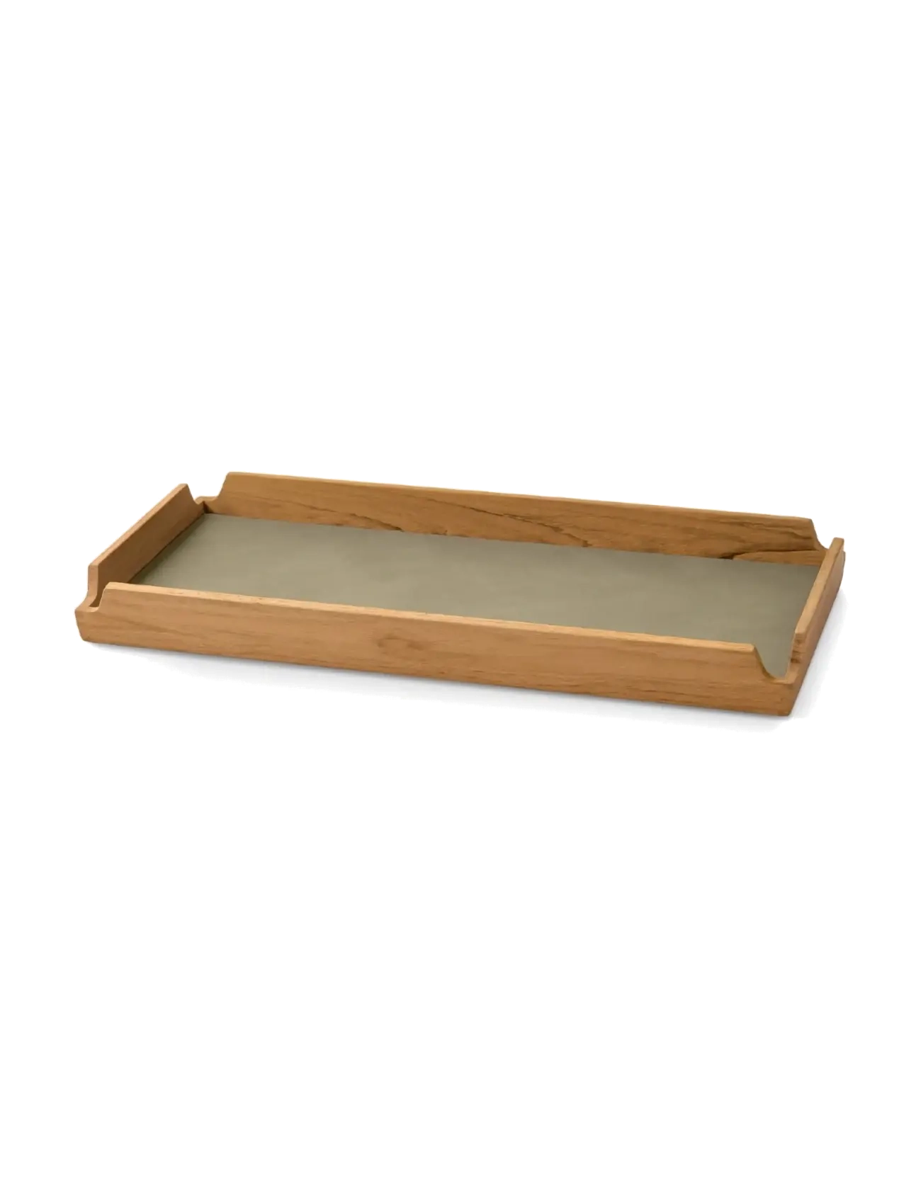 LIND DNA Teak Tray Square Slim Airy Nupo Herbal Dust/Teak Khaki - 36.6X14.6X3.5CM - Unisex