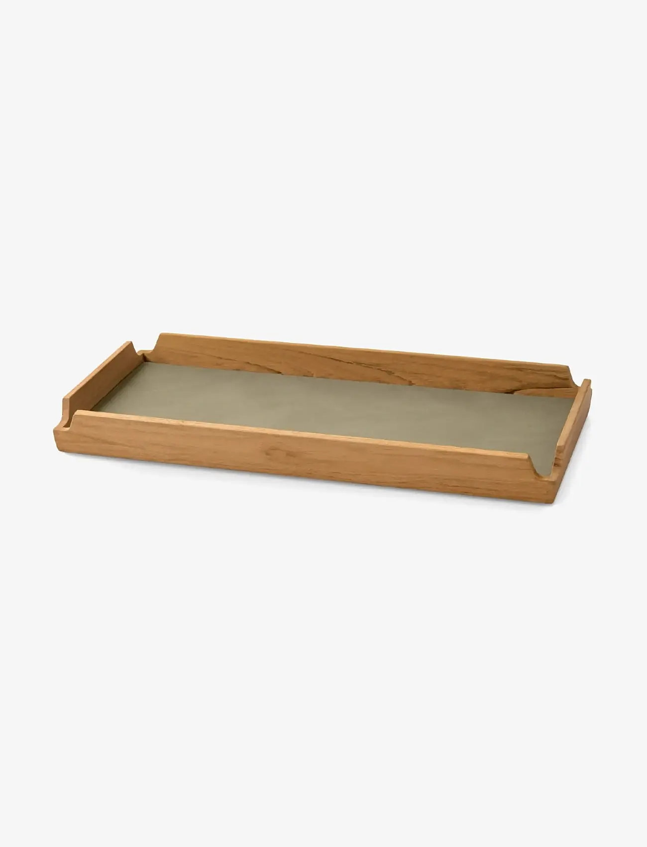 LIND DNA - Teak Tray Square Slim Airy Nupo Herbal Dust/Teak - serveringsbakker - teak/herbal dust - 1