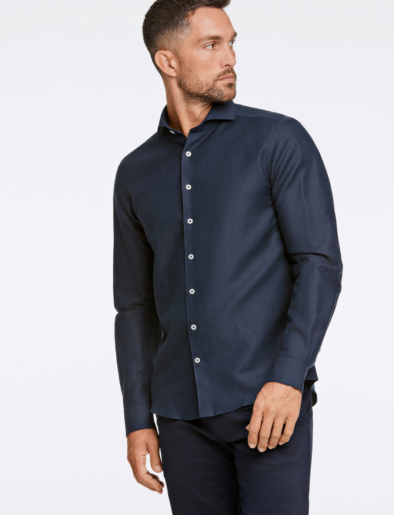 Lindbergh Black 1927: Cotton/Lin Shirt Wf L/S - Green - S 1