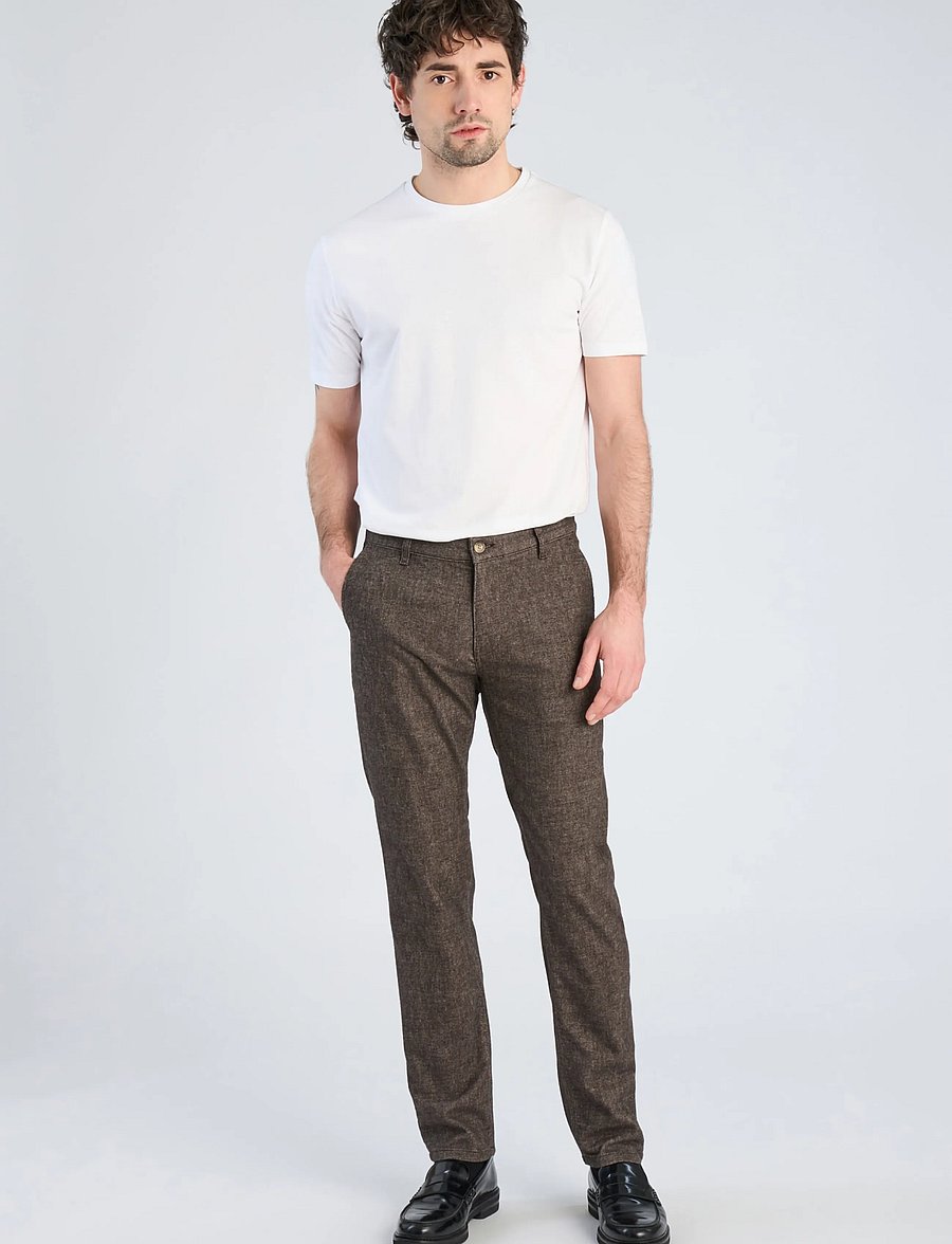 Lindbergh Black - 1927: Superflex cashmere touch chino - chinos - brown mix - 0
