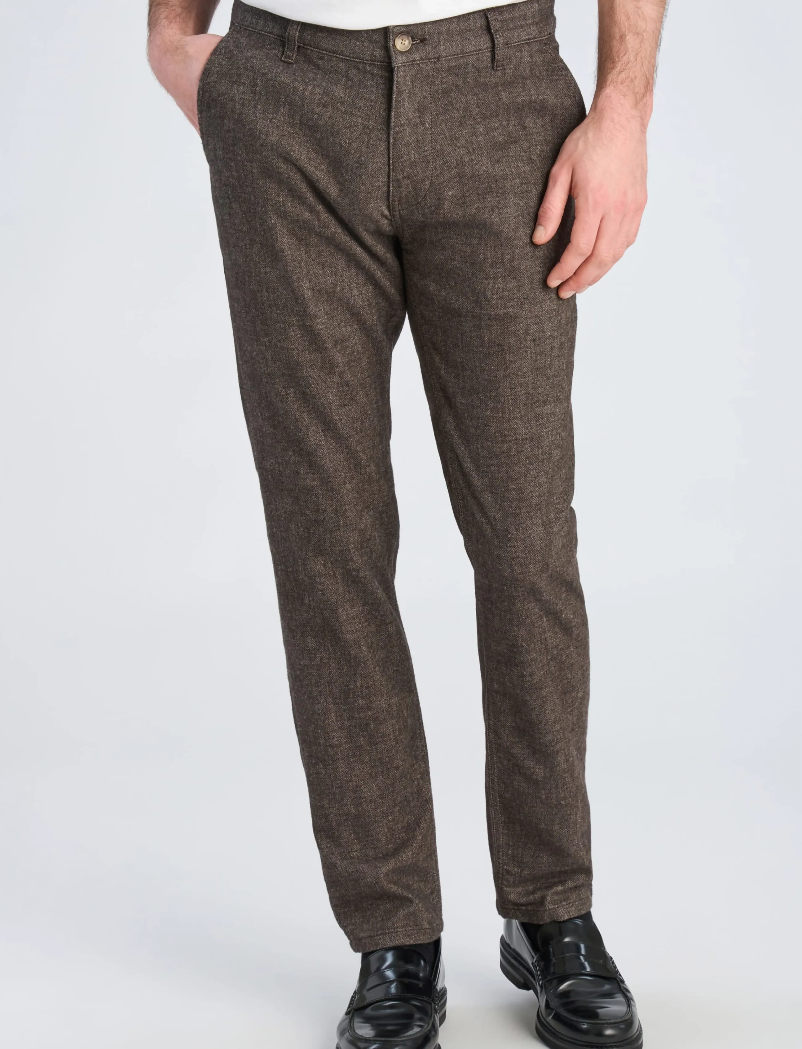 Lindbergh Black - 1927: Superflex cashmere touch chino - chinos - brown mix - 3