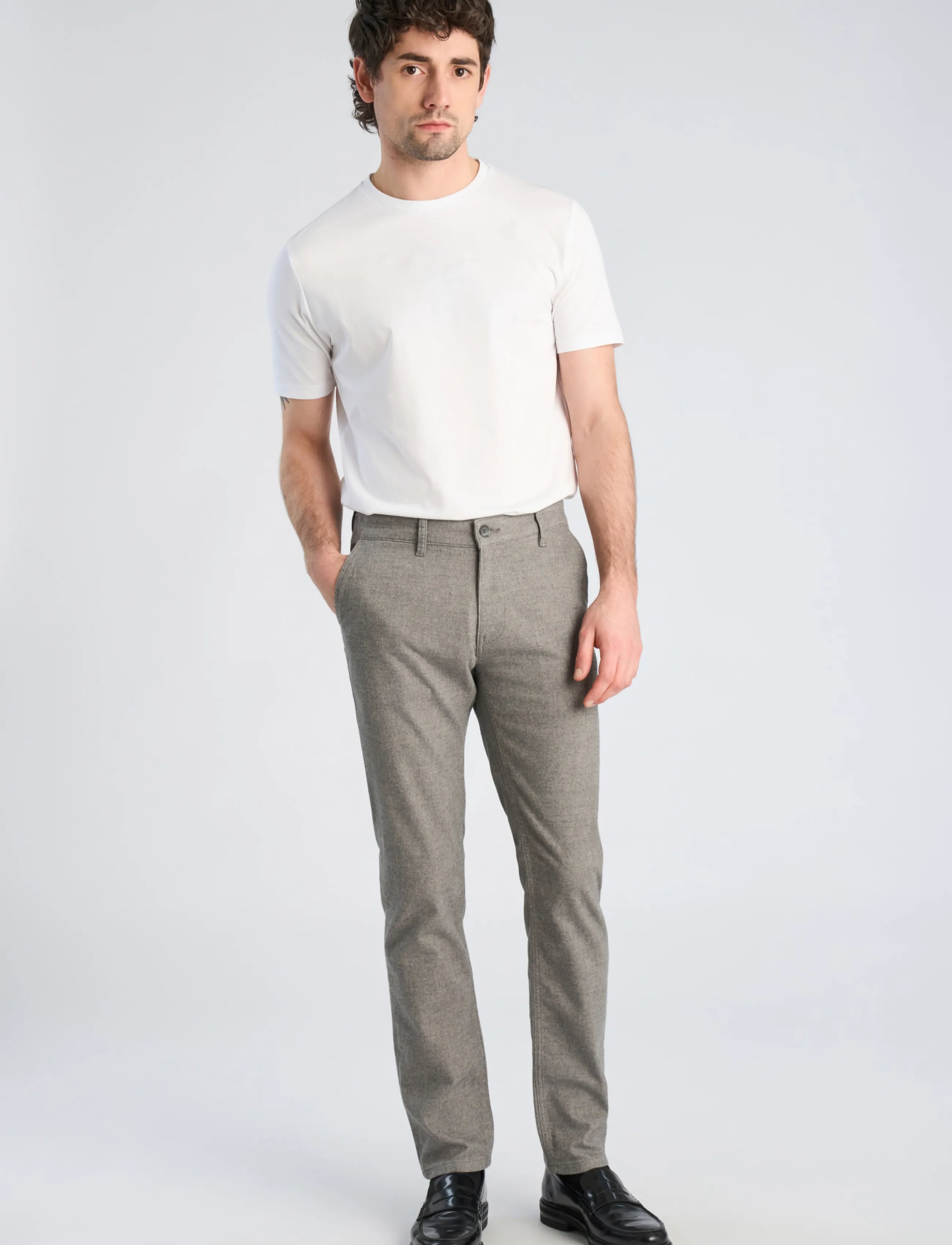 Lindbergh Black 1927: Superflex cashmere touch chino - Kläder - GREY MIX / grey