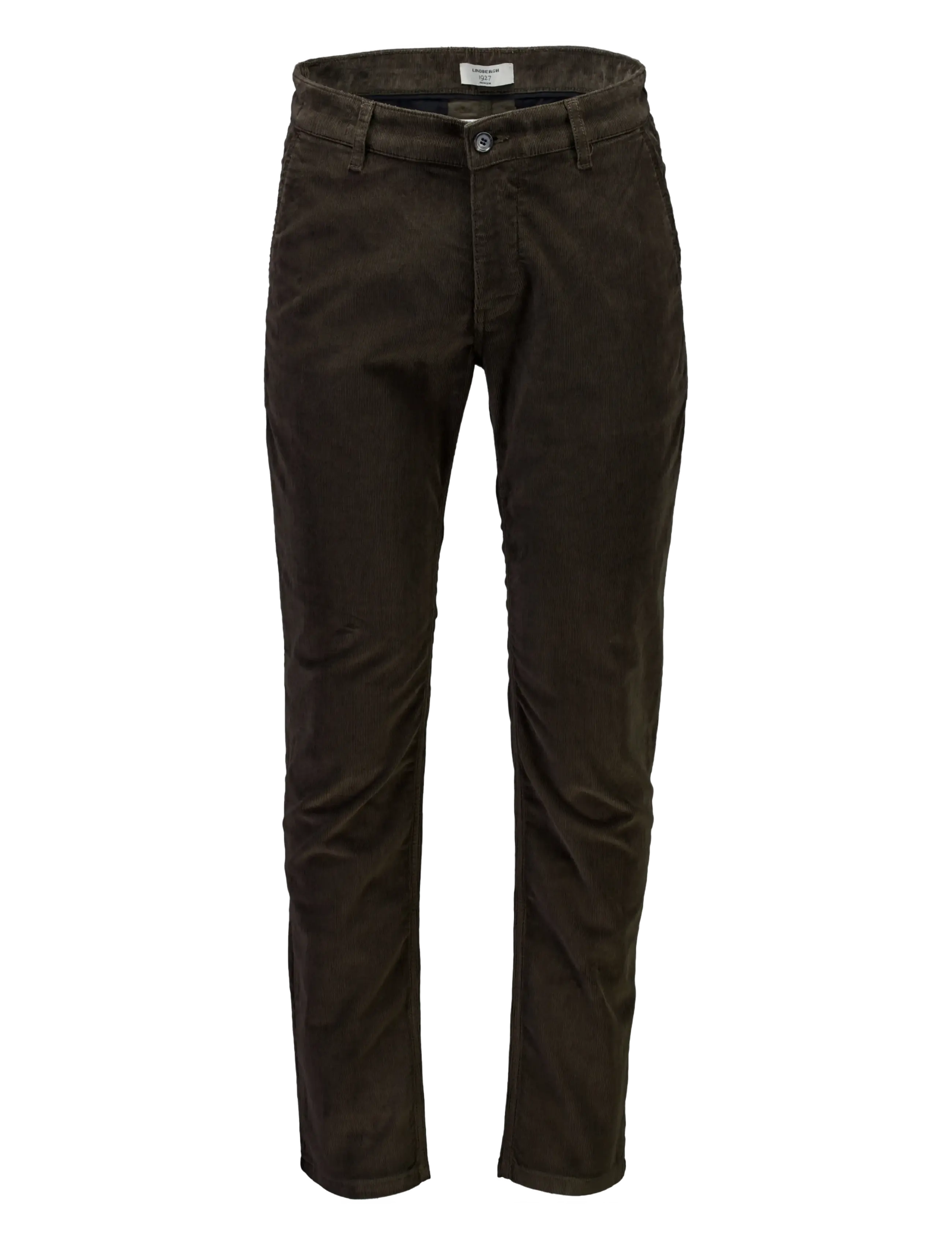 Lindbergh Black 1927: Superflex cashmere touch chino corduroy pants - Chinos - BLACK OLIVE / khaki/green