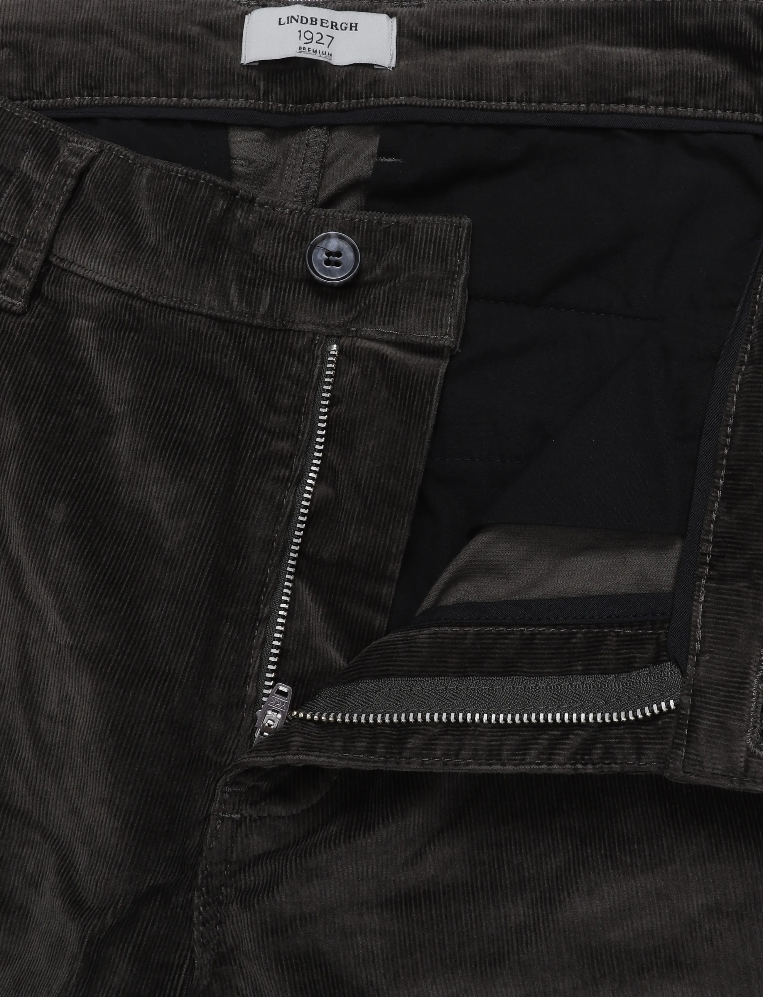 Lindbergh Black - 1927: Superflex cashmere touch chino corduroy pants - chinos - black olive - 3