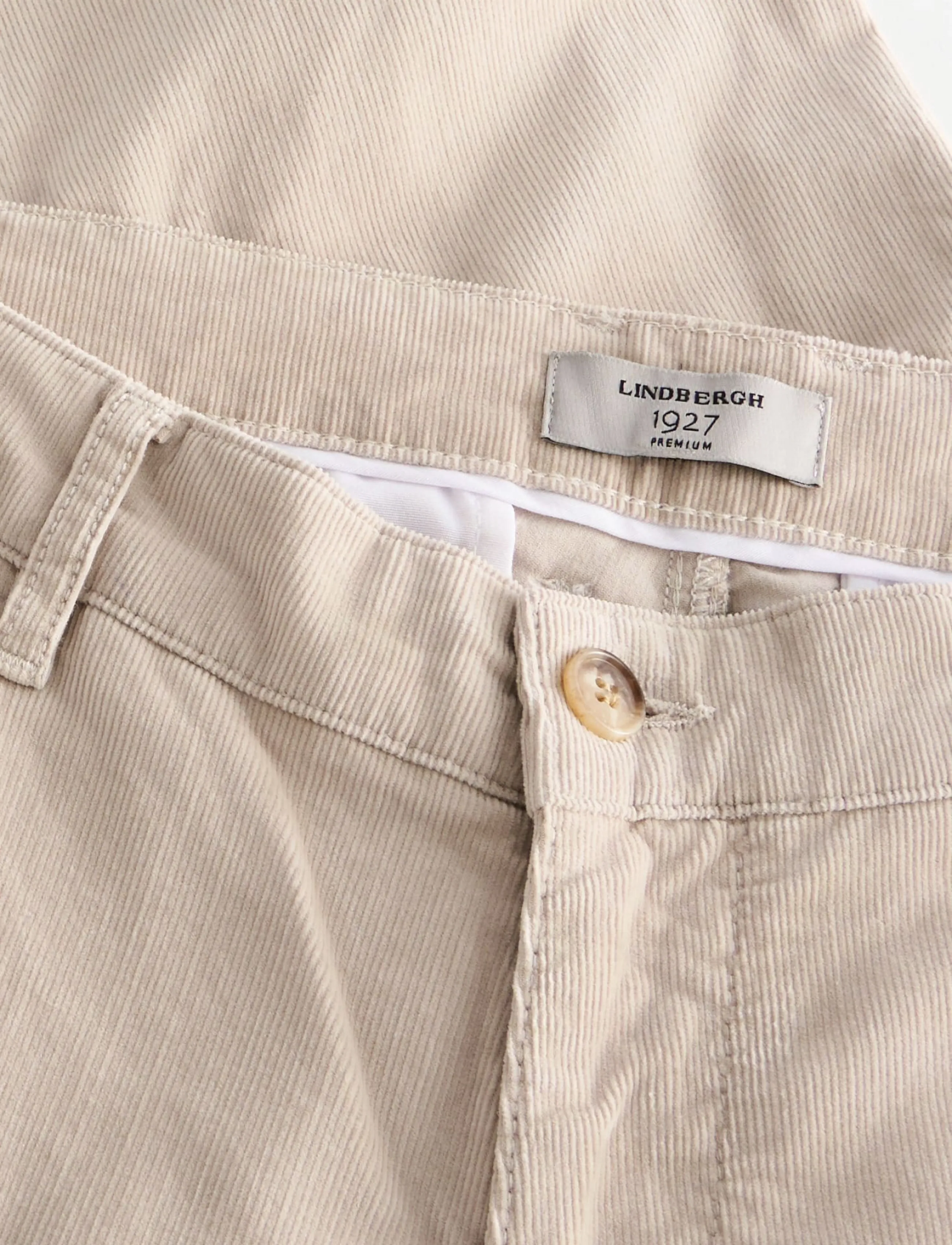 Lindbergh Black - 1927: Superflex cashmere touch chino corduroy pants - chinos - lt cream - 5