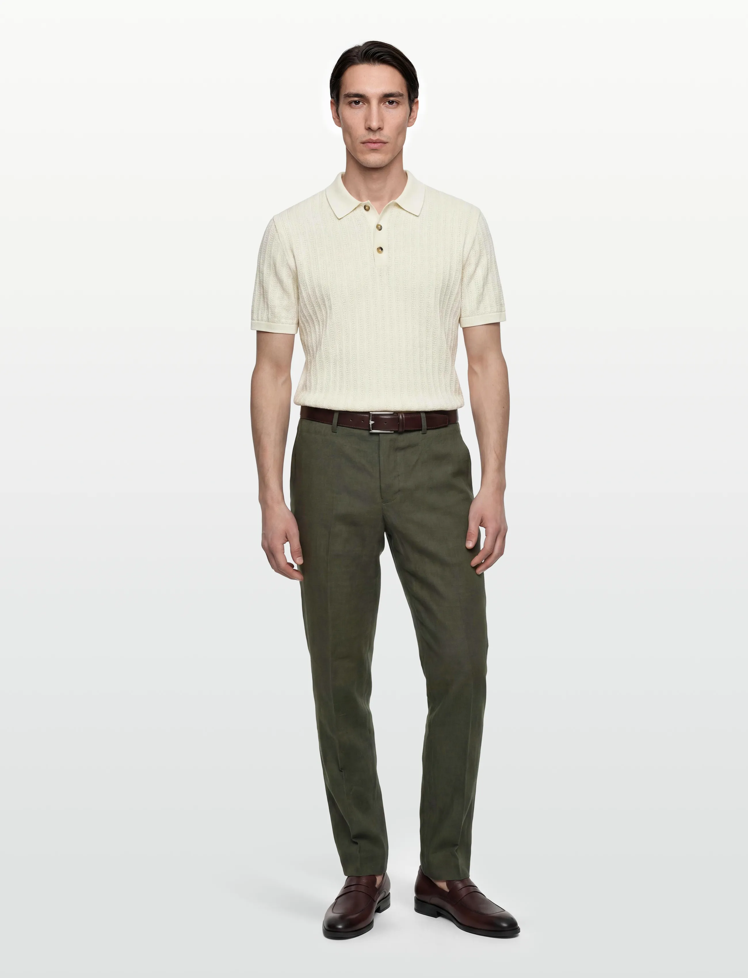 Lindbergh Black Linen pants - Hørbukser - GREEN MEL / khaki/green