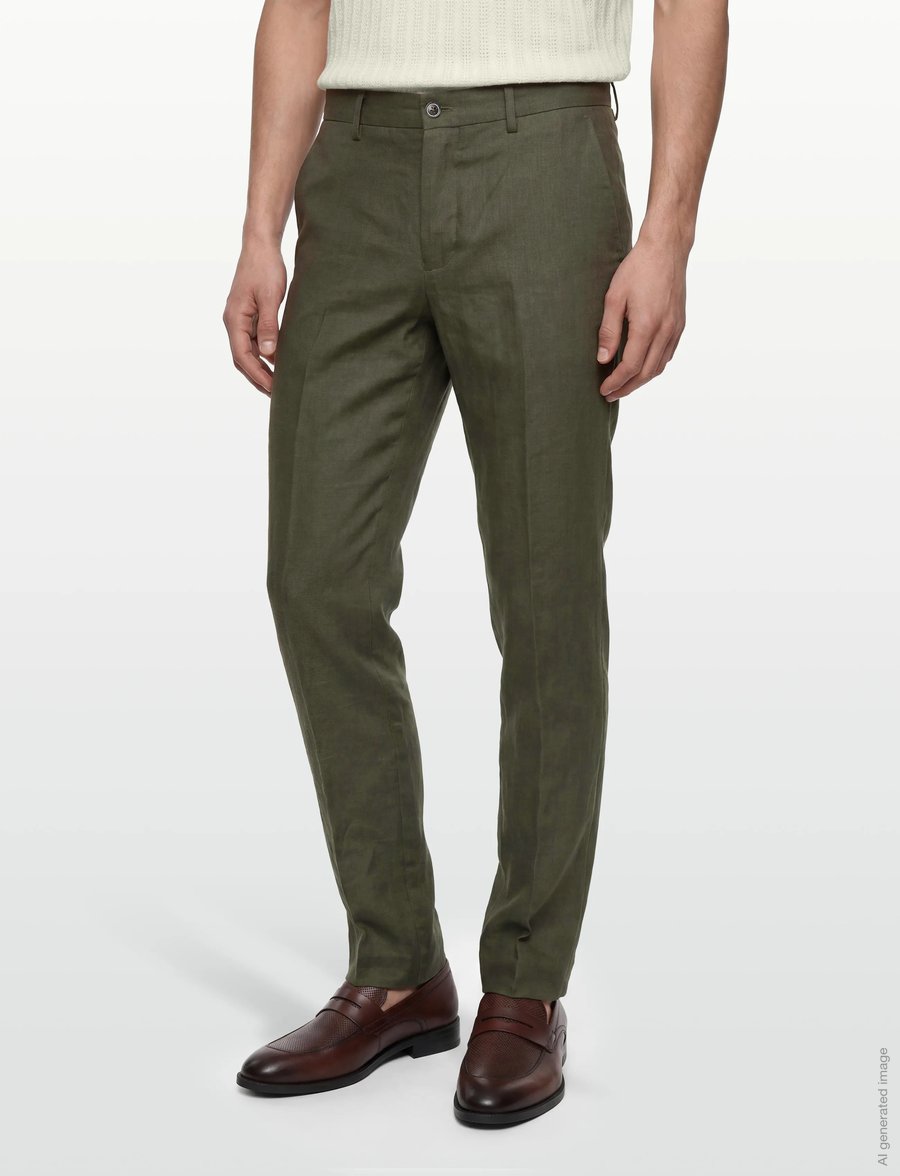 Lindbergh Black - Linen pants - linased ülikonnapüksid - green mel - 3