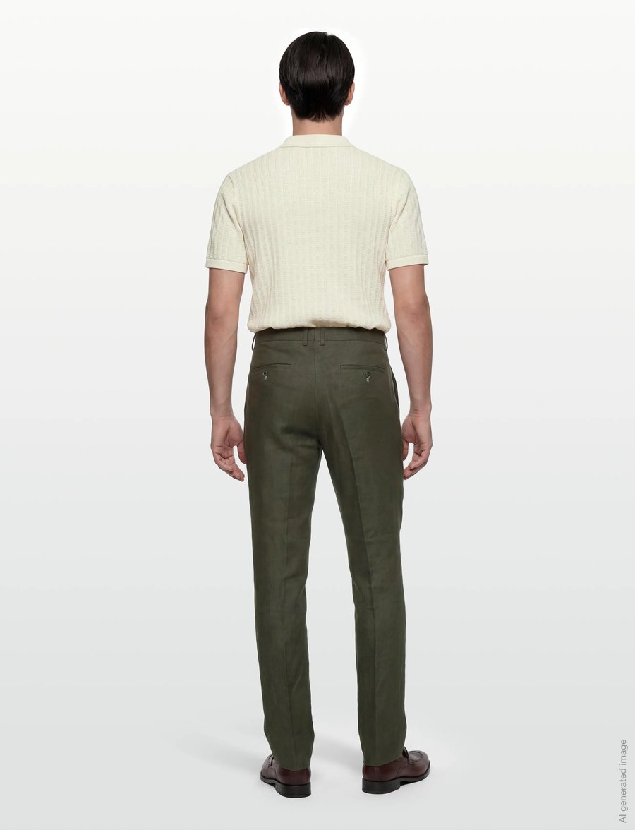 Lindbergh Black - Linen pants - linased ülikonnapüksid - green mel - 4