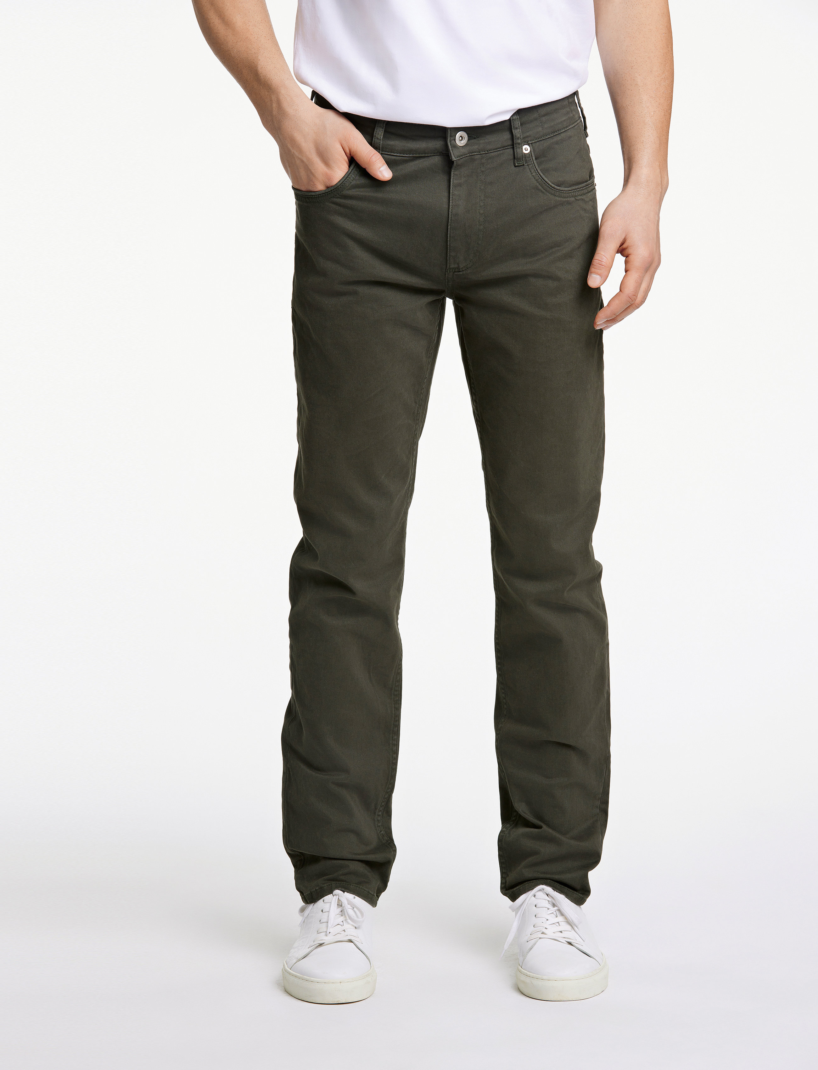 Lindbergh Black 1927: Superflex 5 Pocket Cashmere, 33 x 30, Jeans, Khakigrün - Tapered, Männerswear