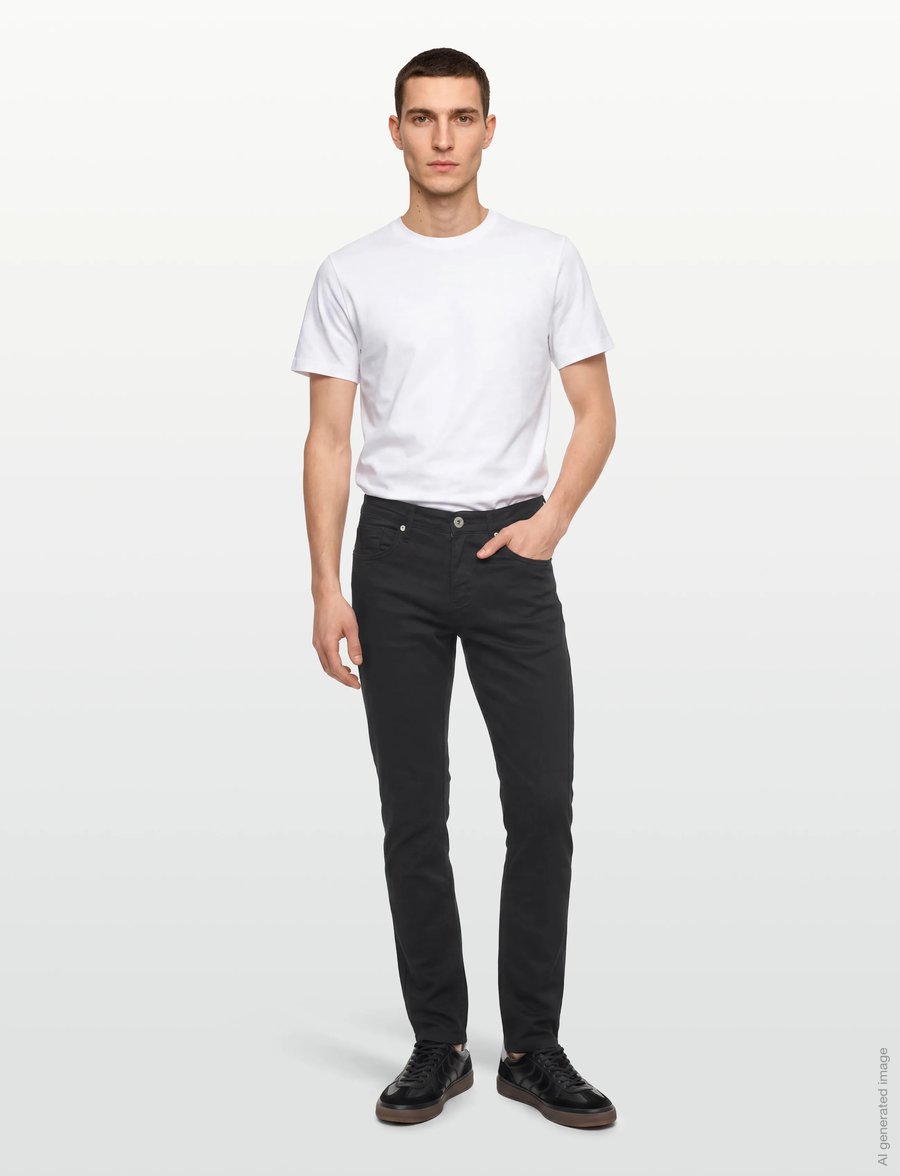 Lindbergh Black - 1927: Superflex 5 pocket cashmere touch pants - kitsad teksad - black - 0