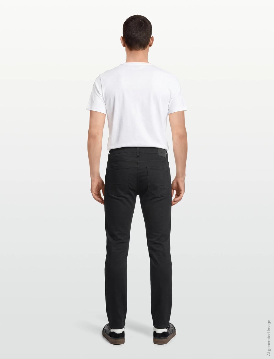 Lindbergh Black - 1927: Superflex 5 pocket cashmere touch pants - kitsad teksad - black - 4