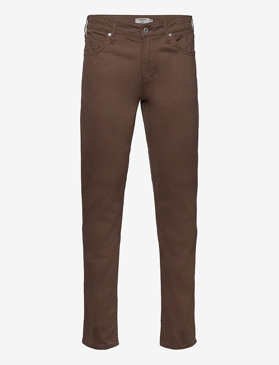 Lindbergh Black - 1927: Superflex 5 pocket cashmere touch pants - slim-gallabuxur - dk brown - 1
