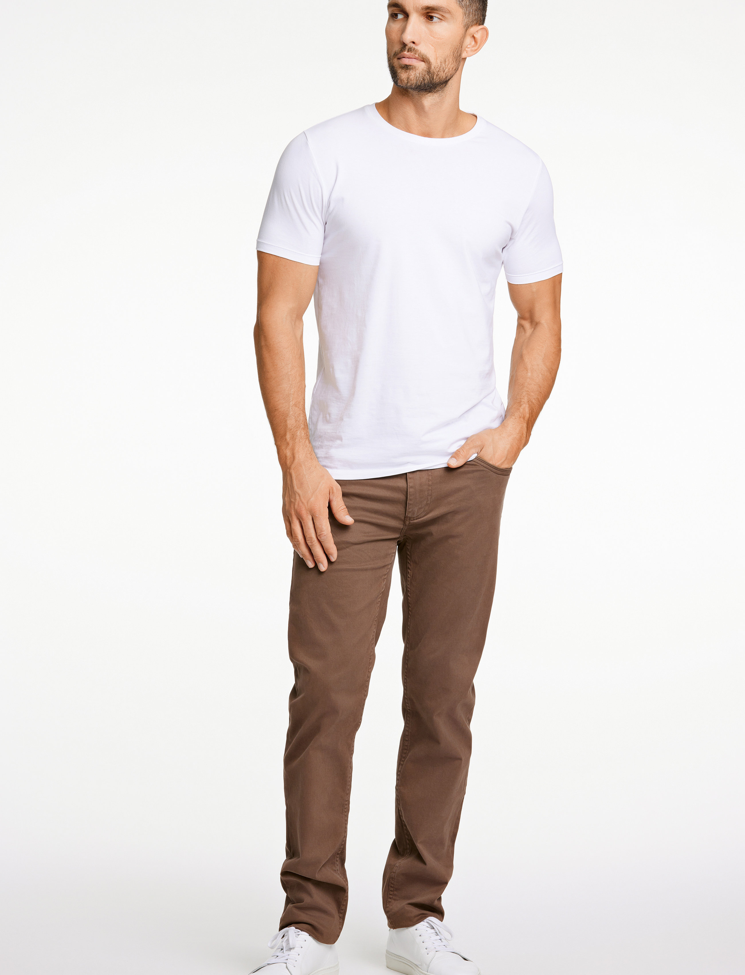 Lindbergh Black - 1927: Superflex 5 pocket cashmere touch pants - slim-gallabuxur - dk brown - 4